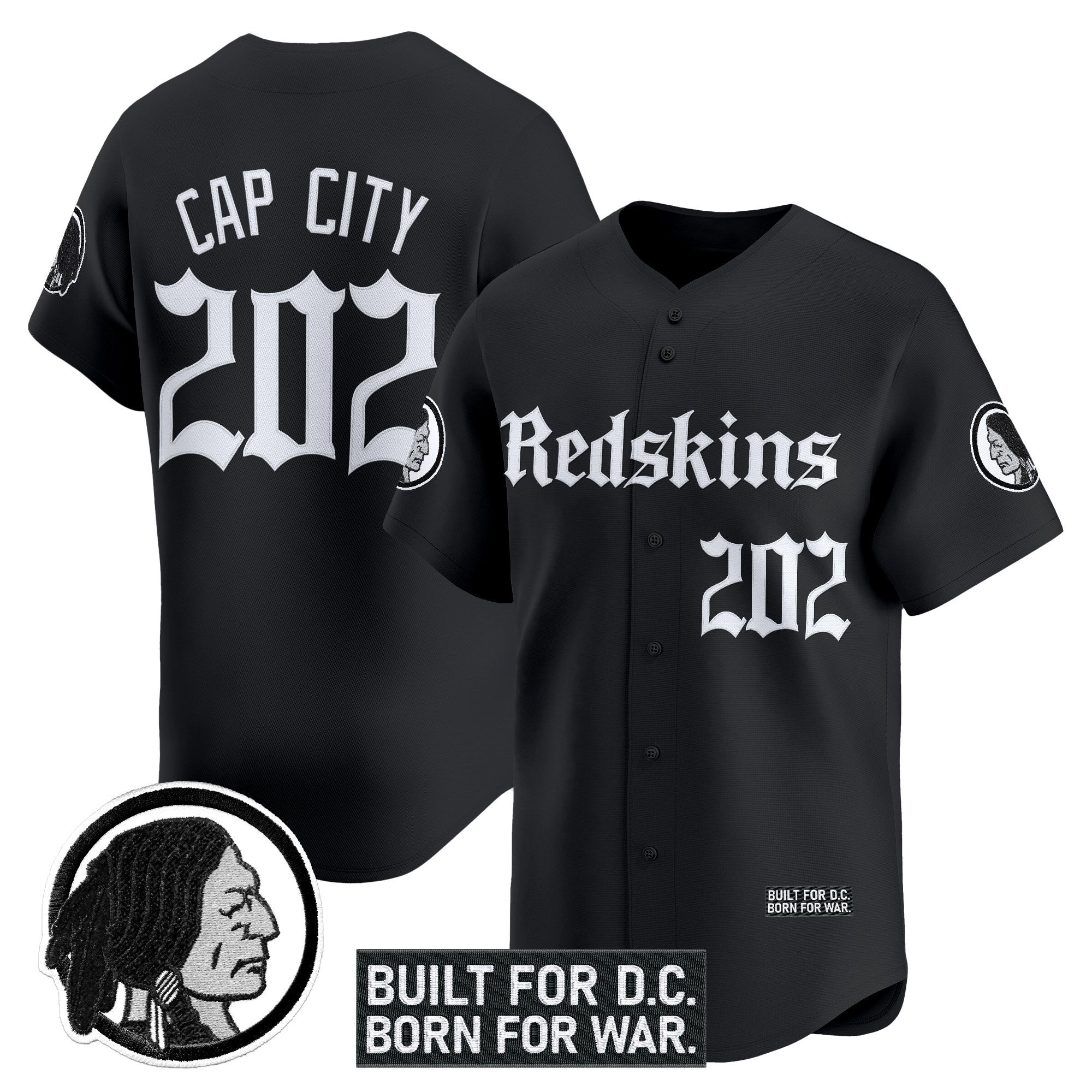 Men's Washington Redskins 'Gothic Capital Edition' Vapor Baseball Jersey - All Stitched