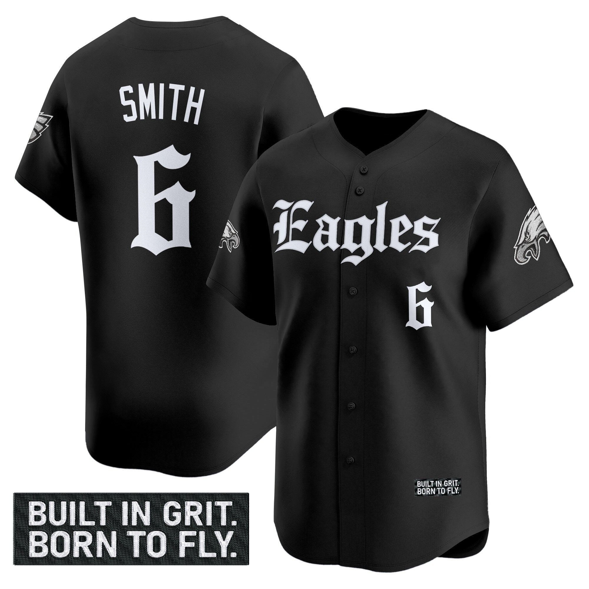 Men's Philadelphia Eagles 'Gothic Philly Edition' Vapor Baseball Jersey - All Stitched