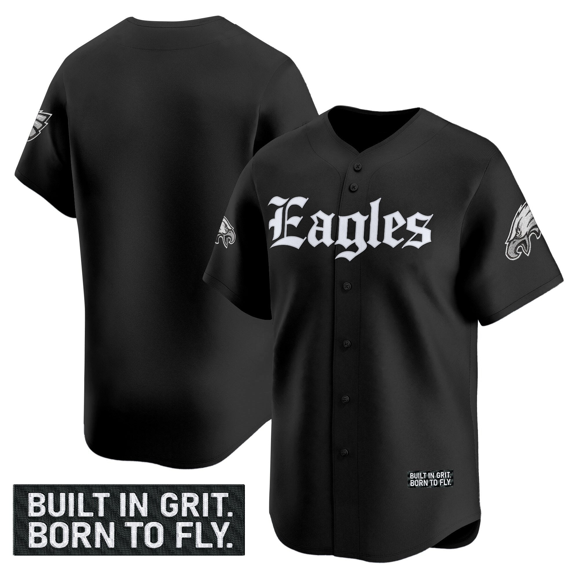 Men's Philadelphia Eagles 'Gothic Philly Edition' Vapor Baseball Jersey - All Stitched