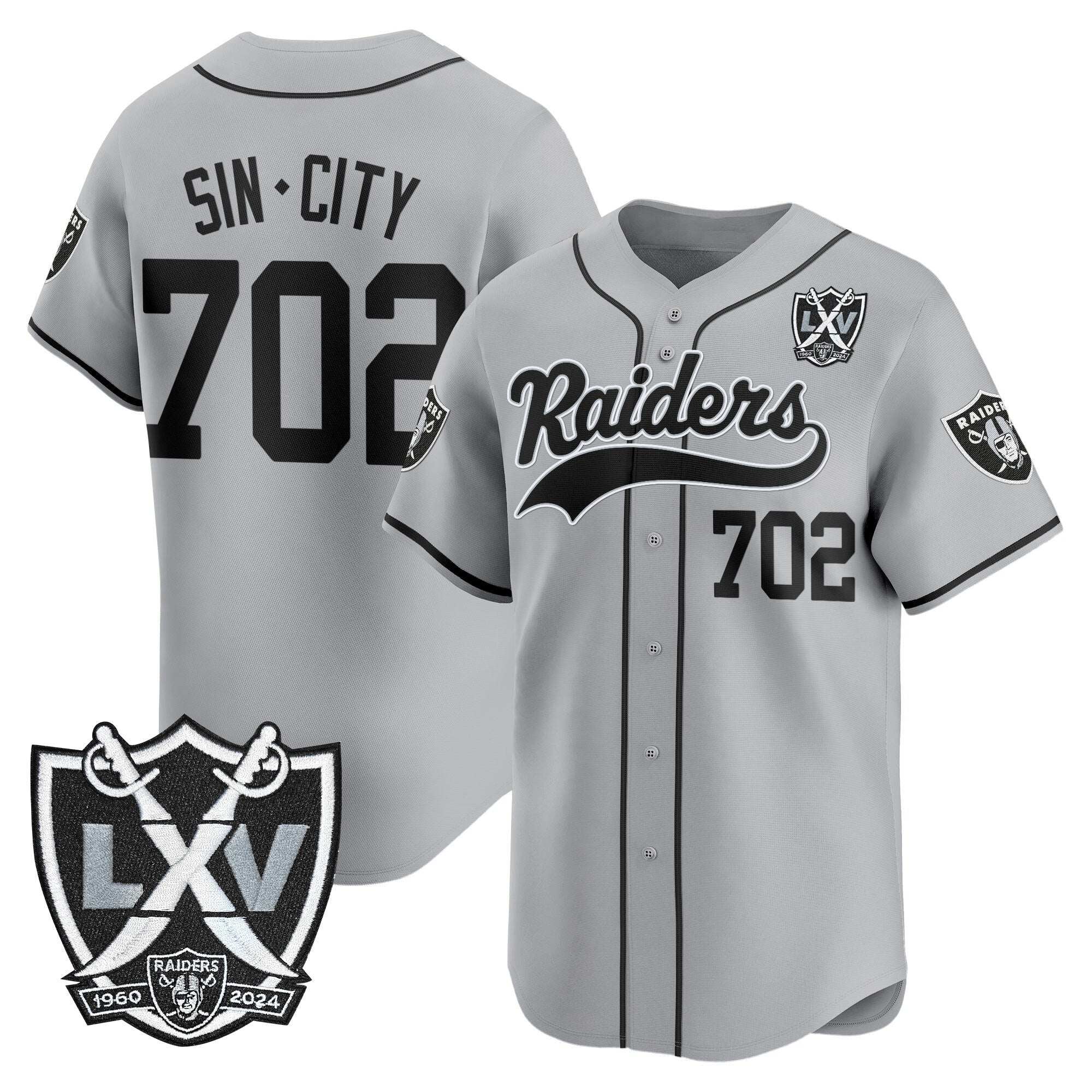 Men's Las Vegas Raiders 65th Anniversary Patch Vapor Baseball Jersey - All Stitched