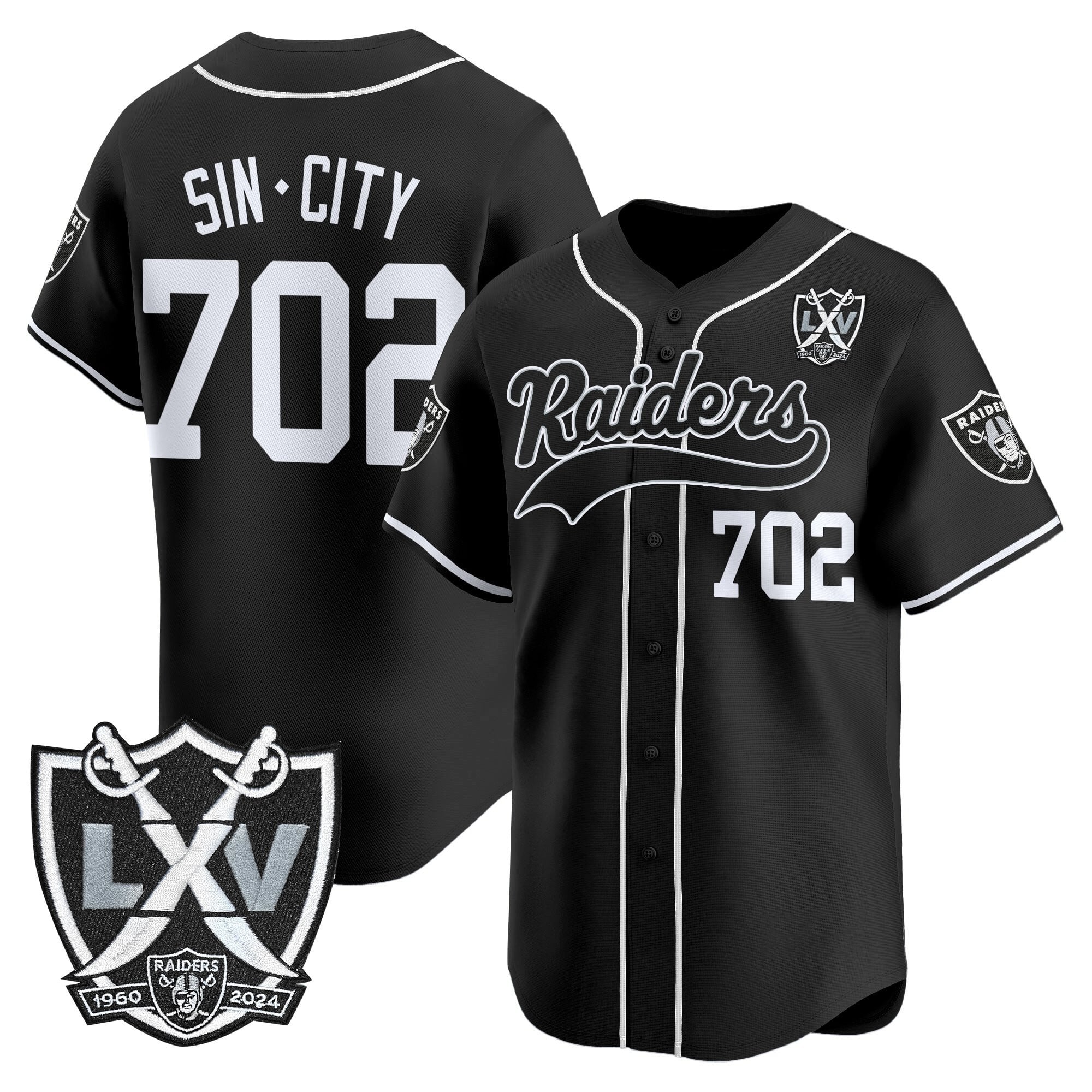 Men's Las Vegas Raiders 65th Anniversary Patch Vapor Baseball Jersey - All Stitched
