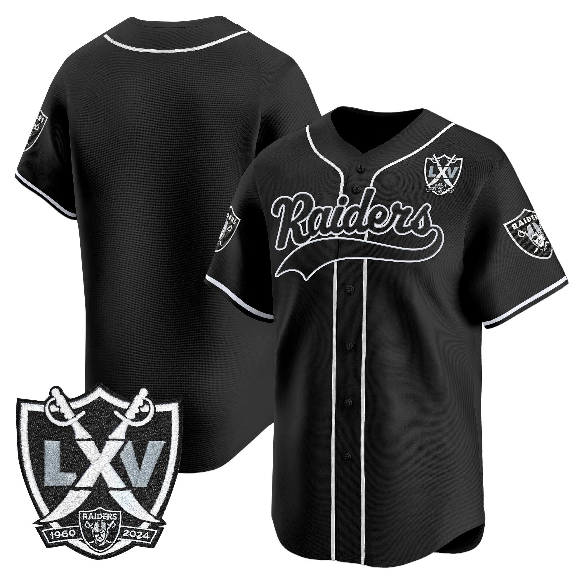 Men's Las Vegas Raiders 65th Anniversary Patch Vapor Baseball Jersey - All Stitched