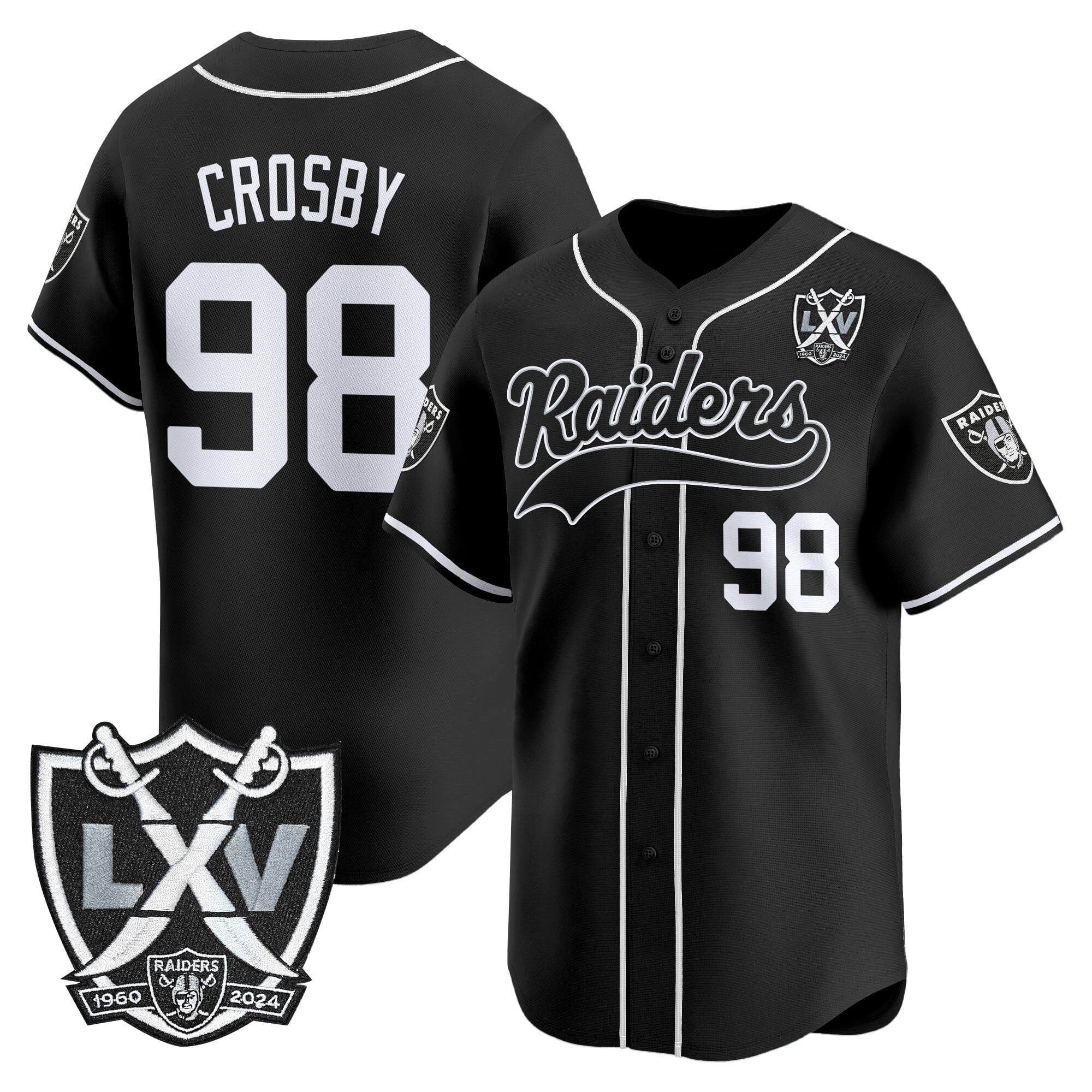 Men's Las Vegas Raiders 65th Anniversary Patch Vapor Baseball Jersey - All Stitched