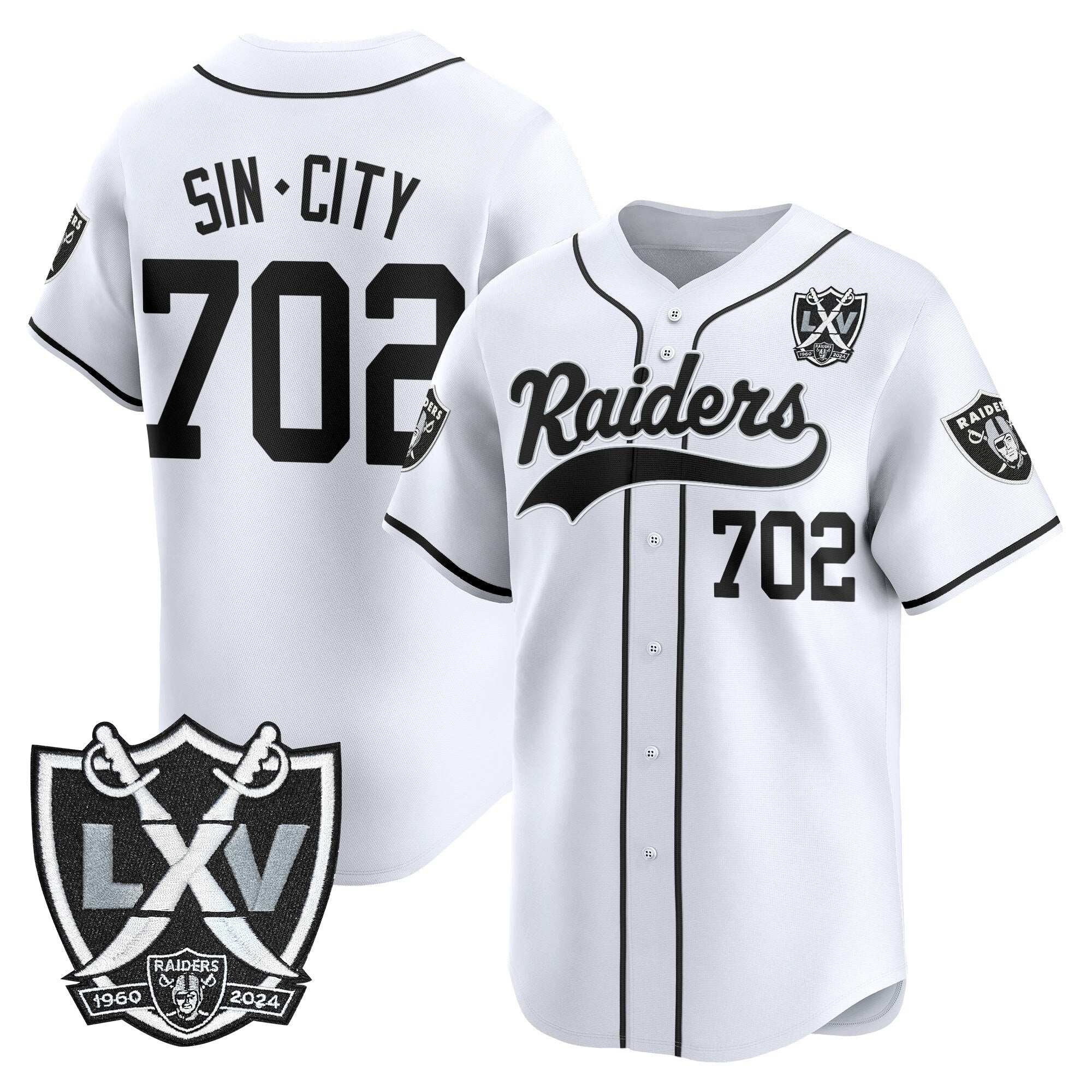 Men's Las Vegas Raiders 65th Anniversary Patch Vapor Baseball Jersey - All Stitched
