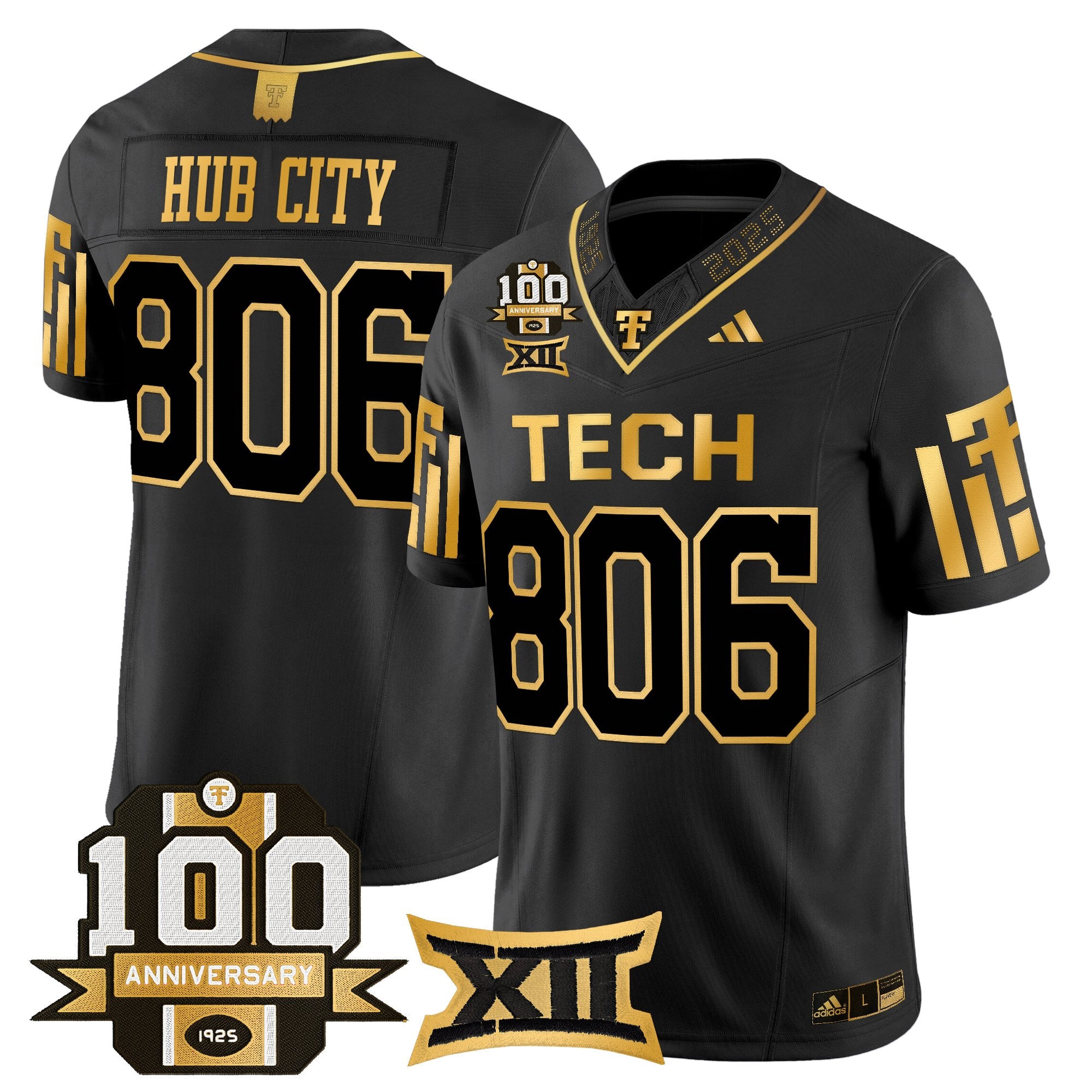 Men's Texas Tech Red Raiders 2025 Gold Vapor Limited Jersey - 100th Anniversary Patch - All Stitched