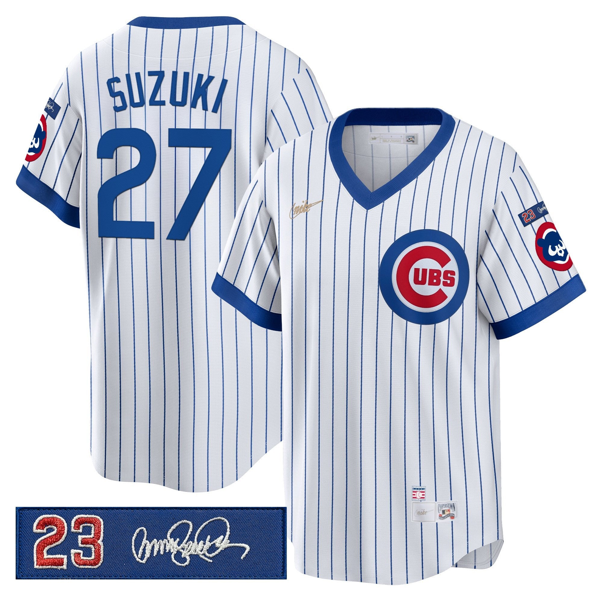 Men's Chicago Cubs 'Ryne Sandberg Tribute Patch' Cooperstown Jersey - All Stitched