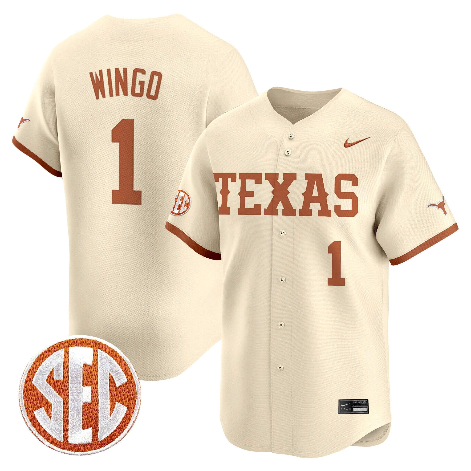 Men's Texas Longhorns 2025 Vapor Baseball Jersey - All Stitched