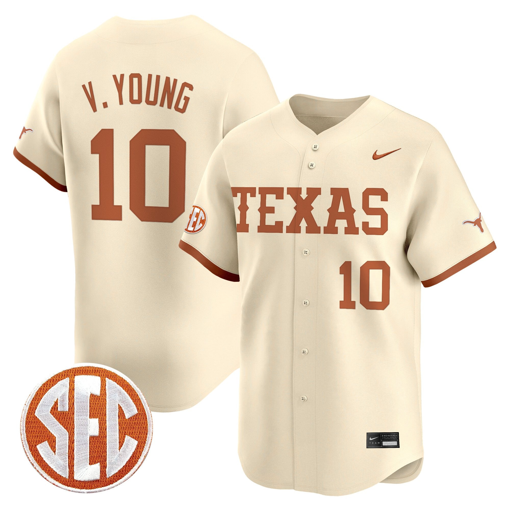 Men's Texas Longhorns 2025 Vapor Baseball Jersey - All Stitched
