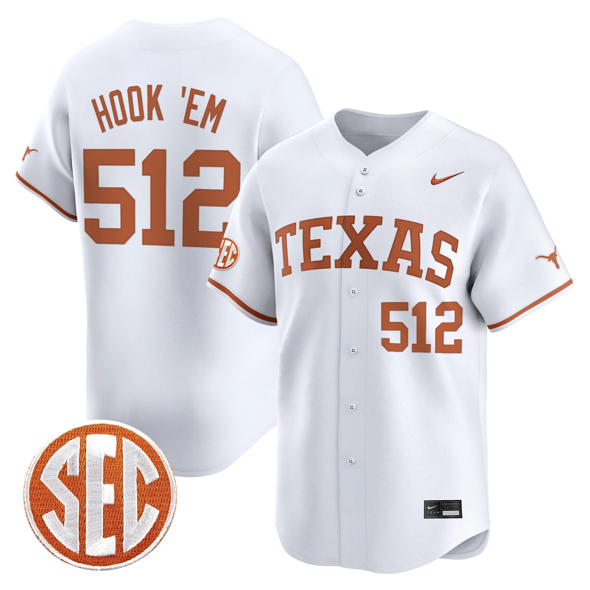 Men's Texas Longhorns 2025 Vapor Baseball Jersey - All Stitched