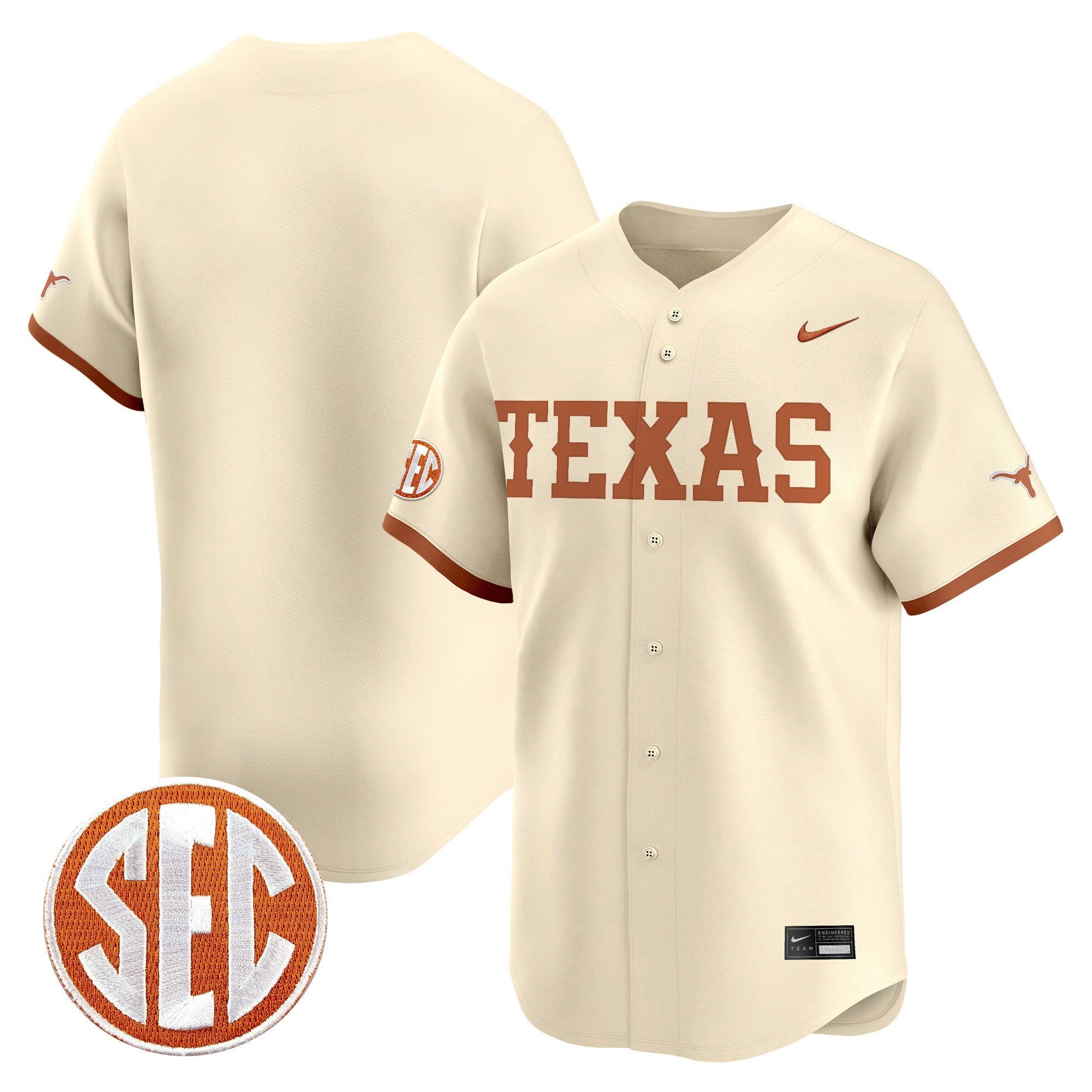 Men's Texas Longhorns 2025 Vapor Baseball Jersey - All Stitched