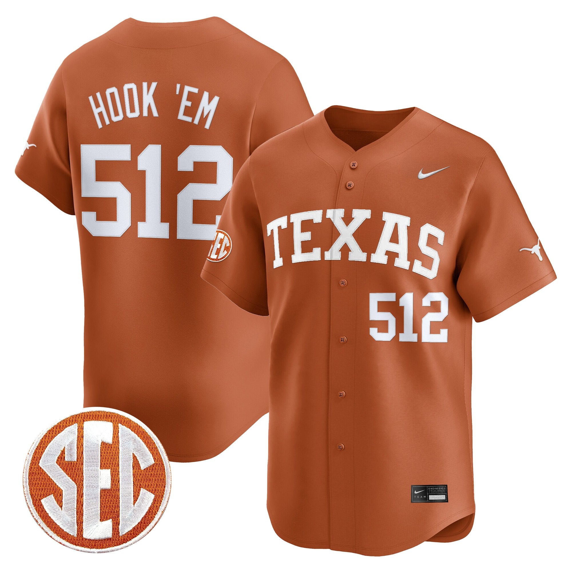 Men's Texas Longhorns 2025 Vapor Baseball Jersey - All Stitched