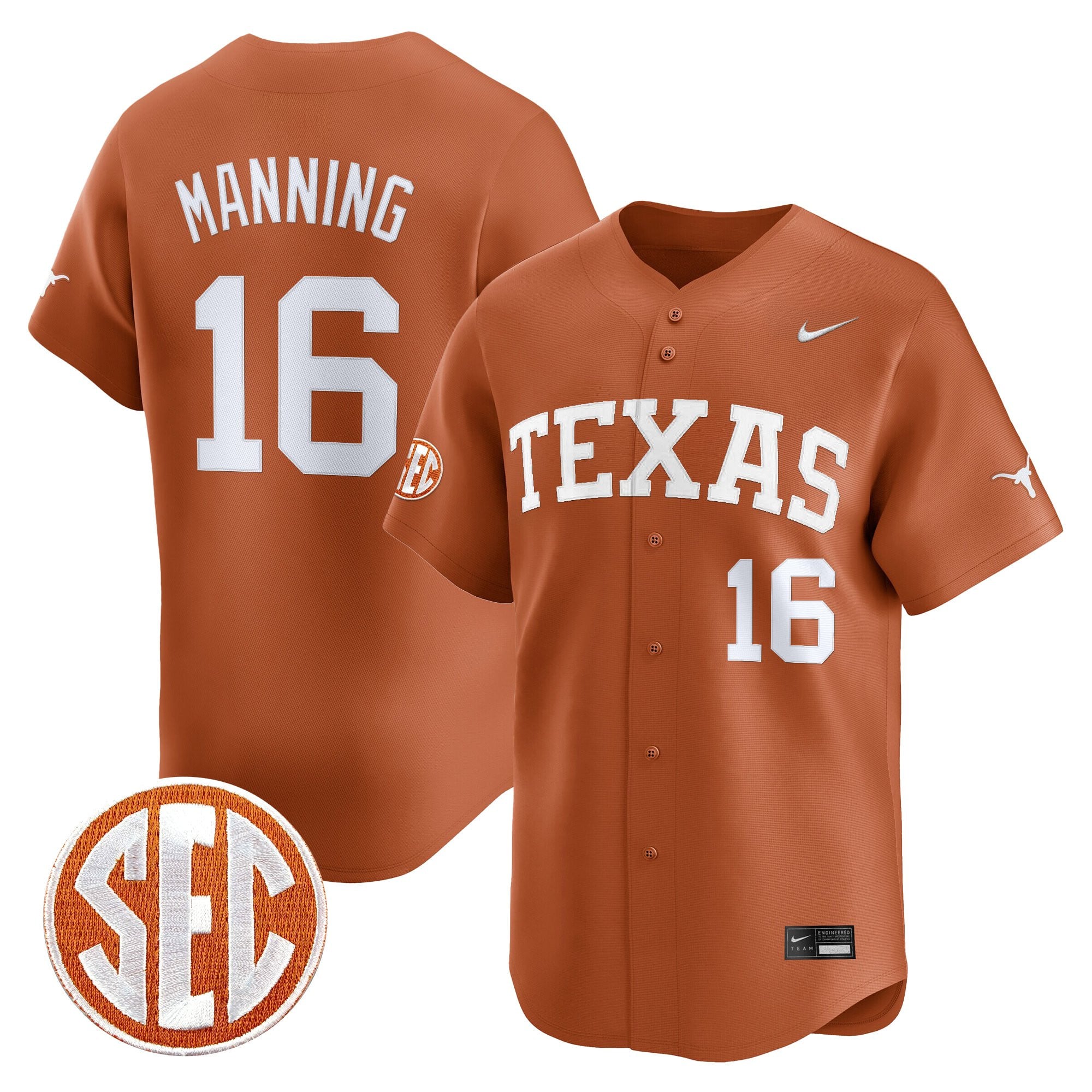 Men's Texas Longhorns 2025 Vapor Baseball Jersey - All Stitched