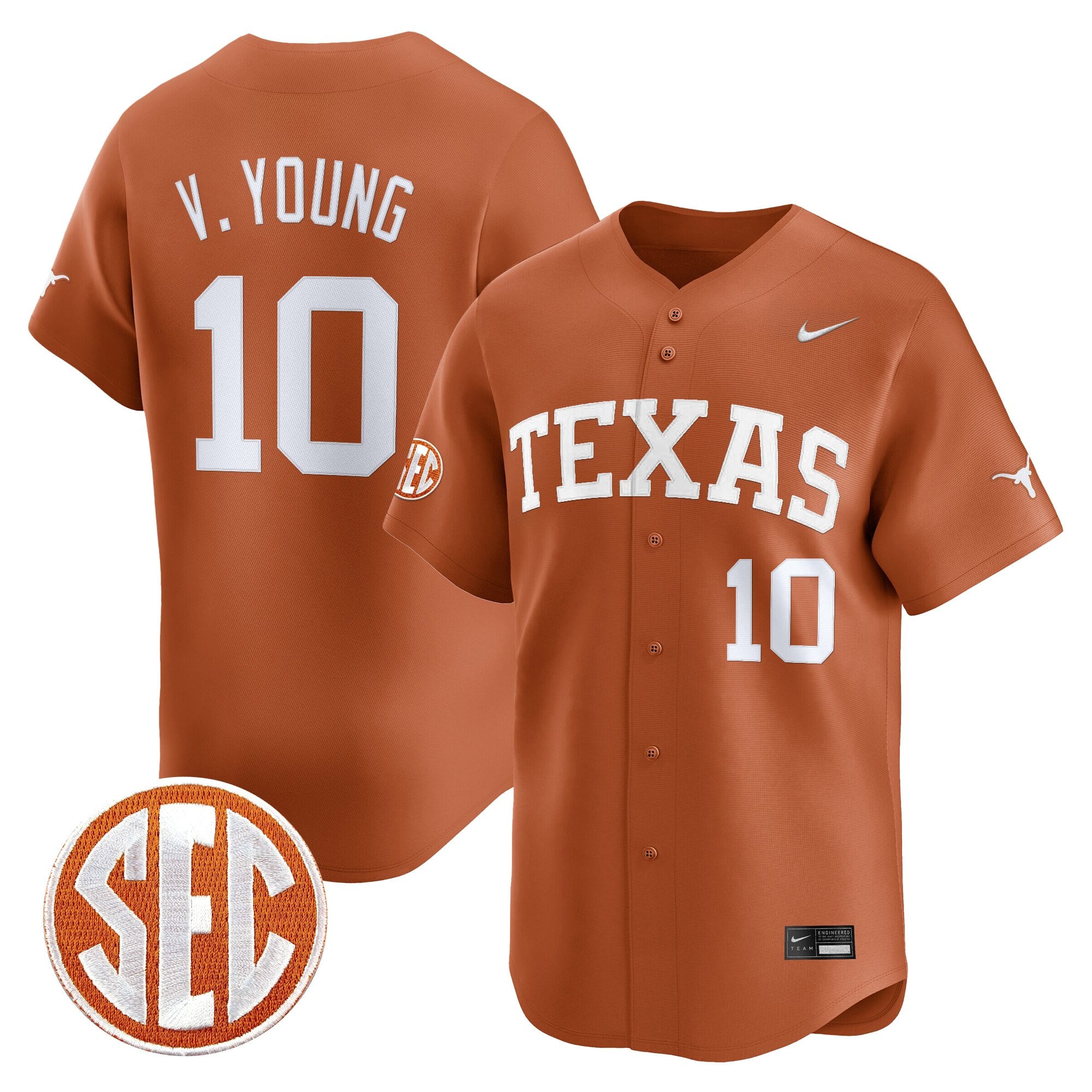 Men's Texas Longhorns 2025 Vapor Baseball Jersey - All Stitched