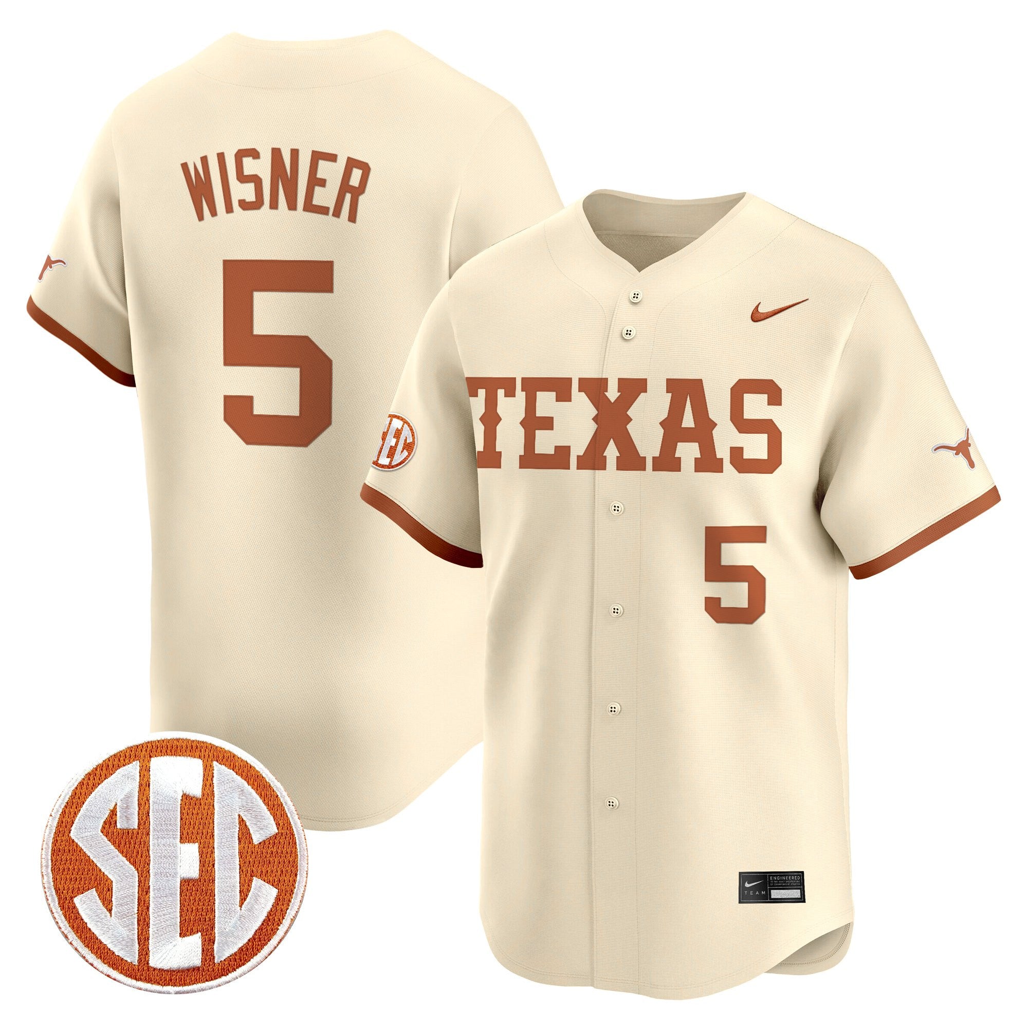 Men's Texas Longhorns 2025 Vapor Baseball Jersey - All Stitched