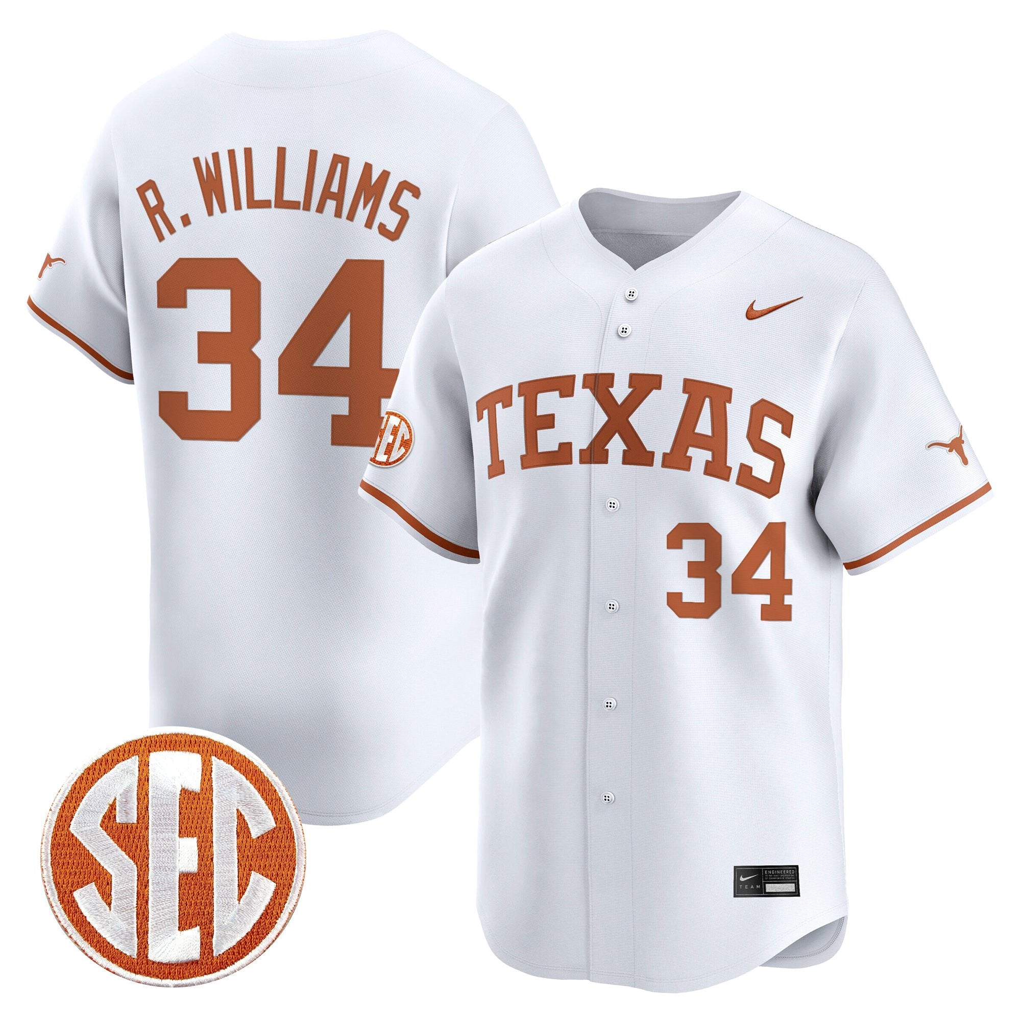 Men's Texas Longhorns 2025 Vapor Baseball Jersey - All Stitched