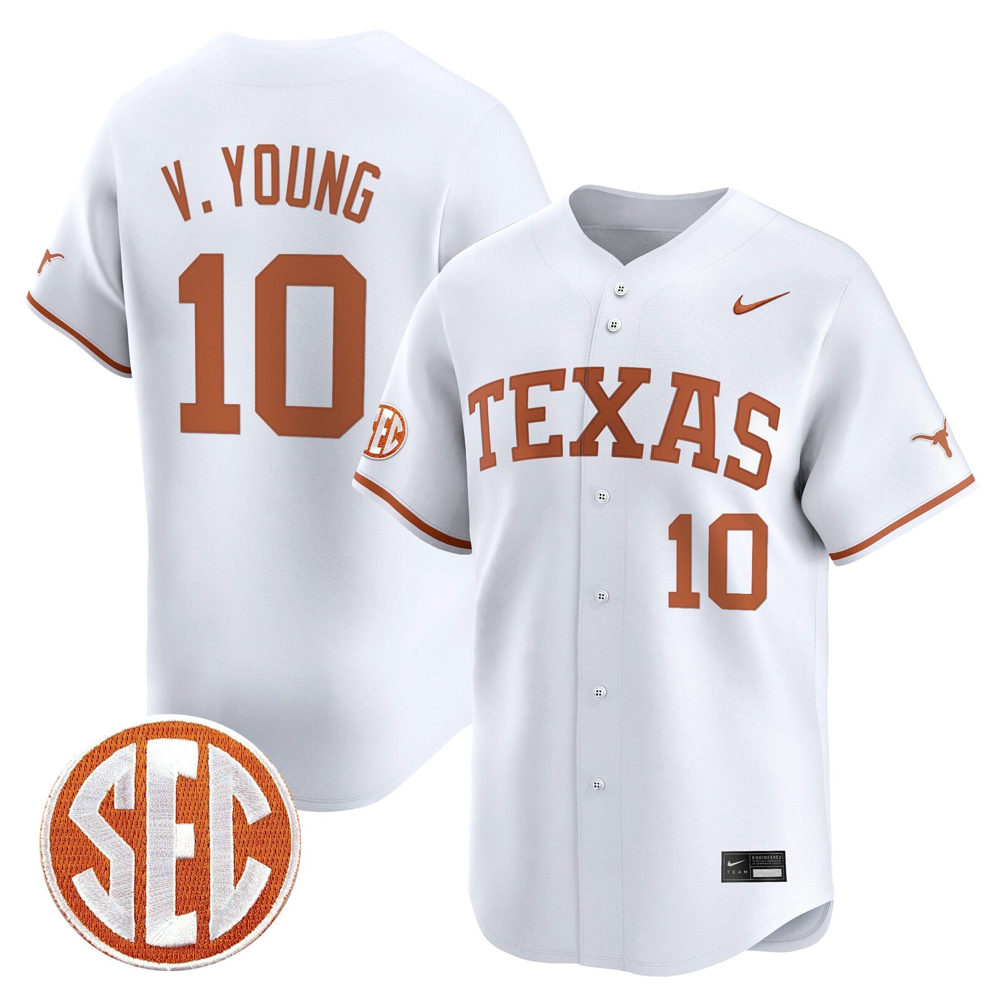 Men's Texas Longhorns 2025 Vapor Baseball Jersey - All Stitched