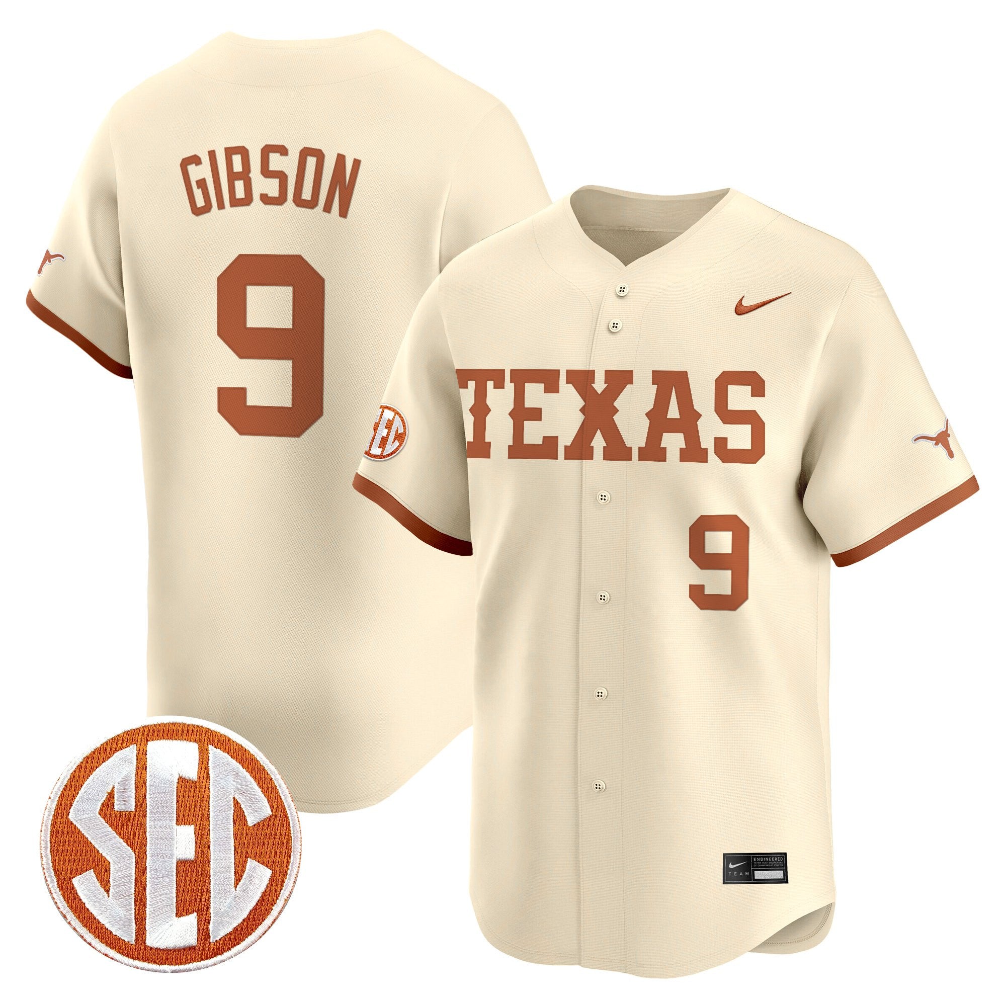 Men's Texas Longhorns 2025 Vapor Baseball Jersey - All Stitched