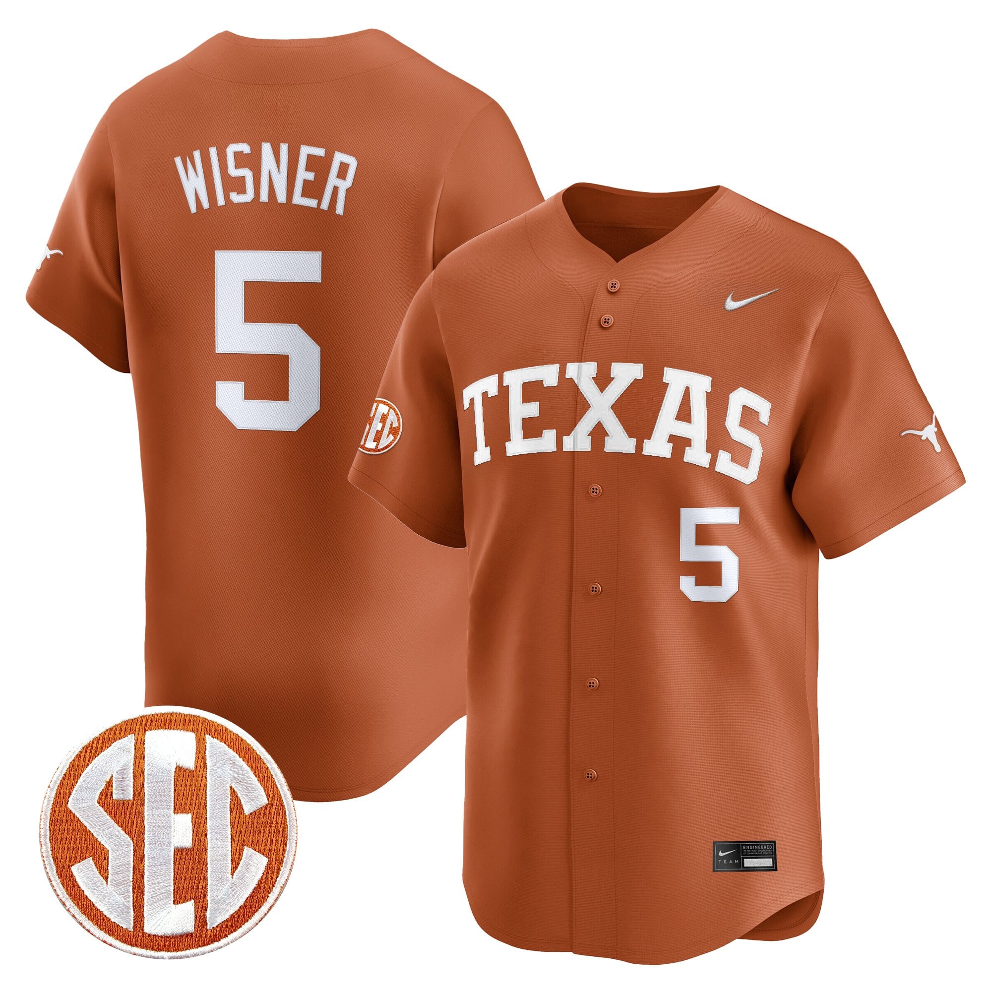 Men's Texas Longhorns 2025 Vapor Baseball Jersey - All Stitched