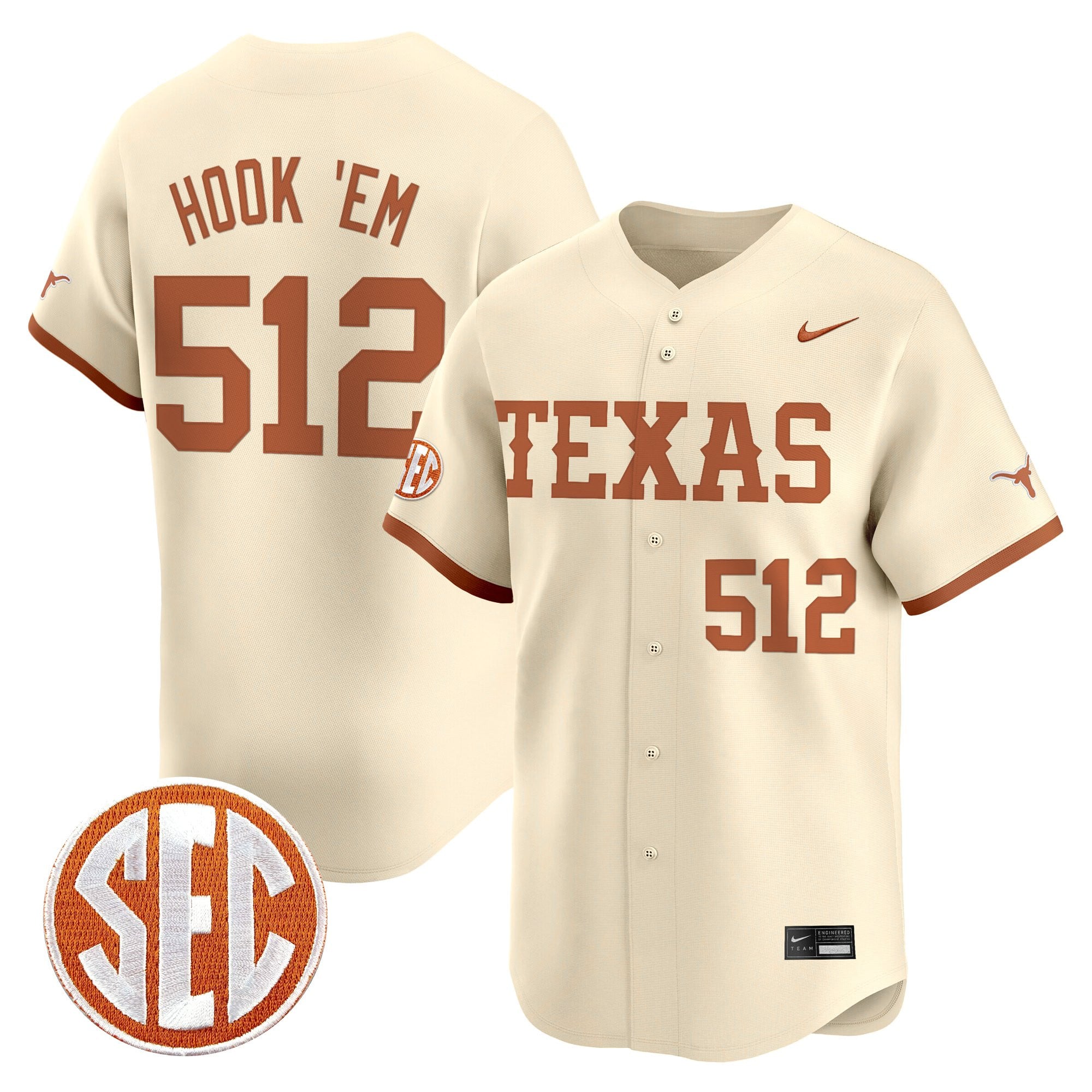 Men's Texas Longhorns 2025 Vapor Baseball Jersey - All Stitched