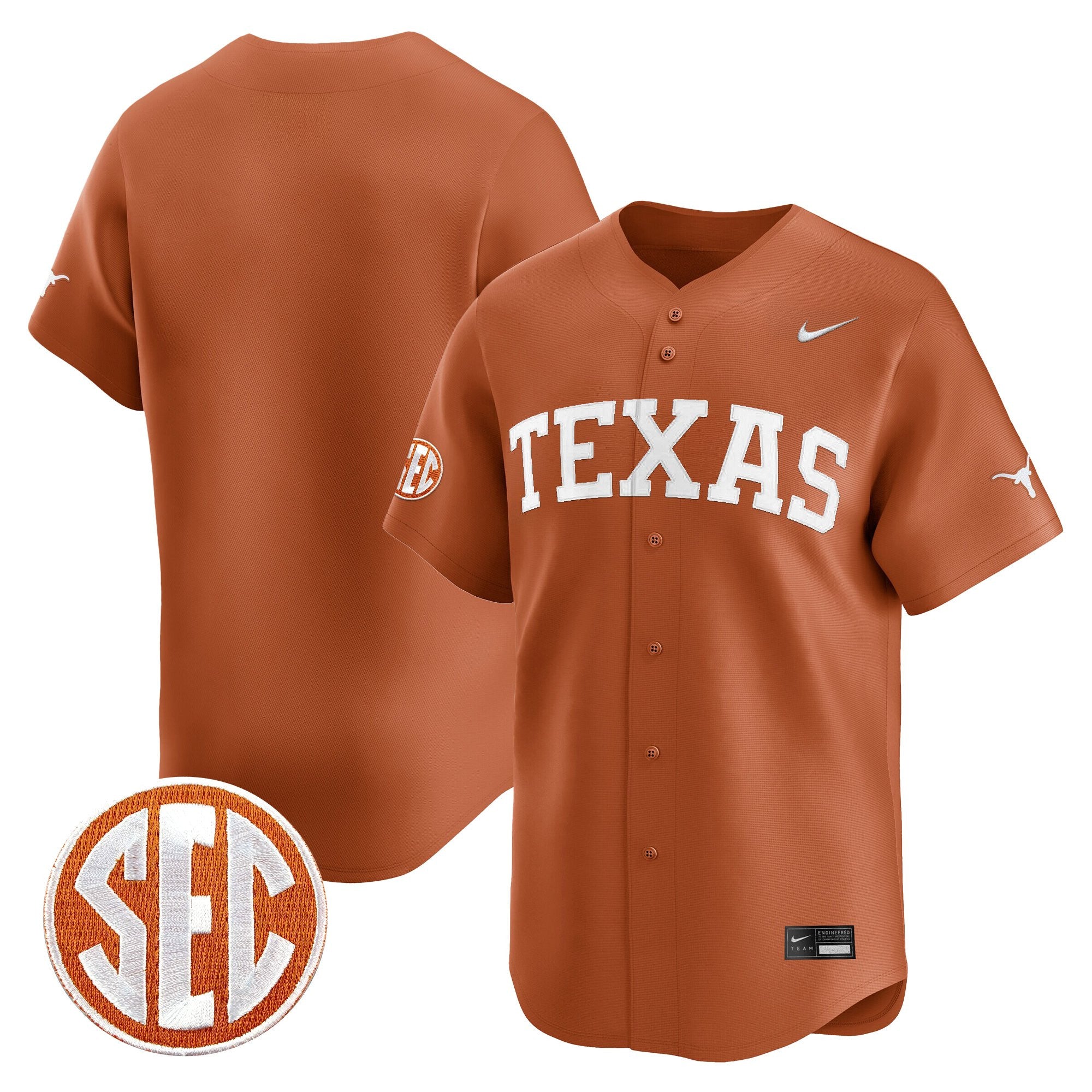 Men's Texas Longhorns 2025 Vapor Baseball Jersey - All Stitched
