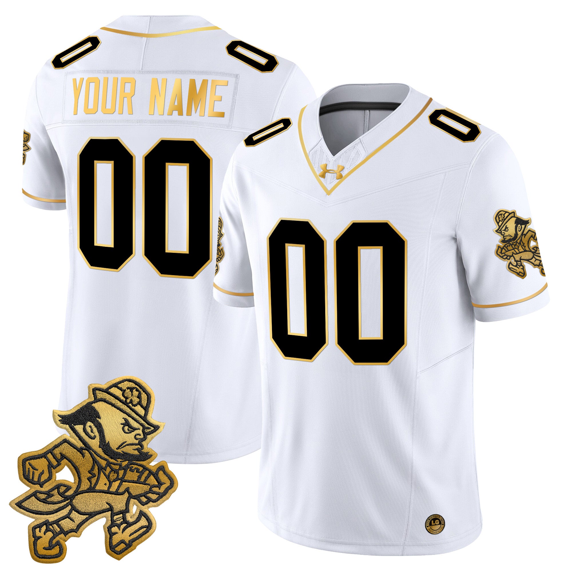 Notre Dame Fighting Irish 2025 'Gridiron Leprechaun Edition' Gold Vapor Limited Custom Jersey – All Stitched