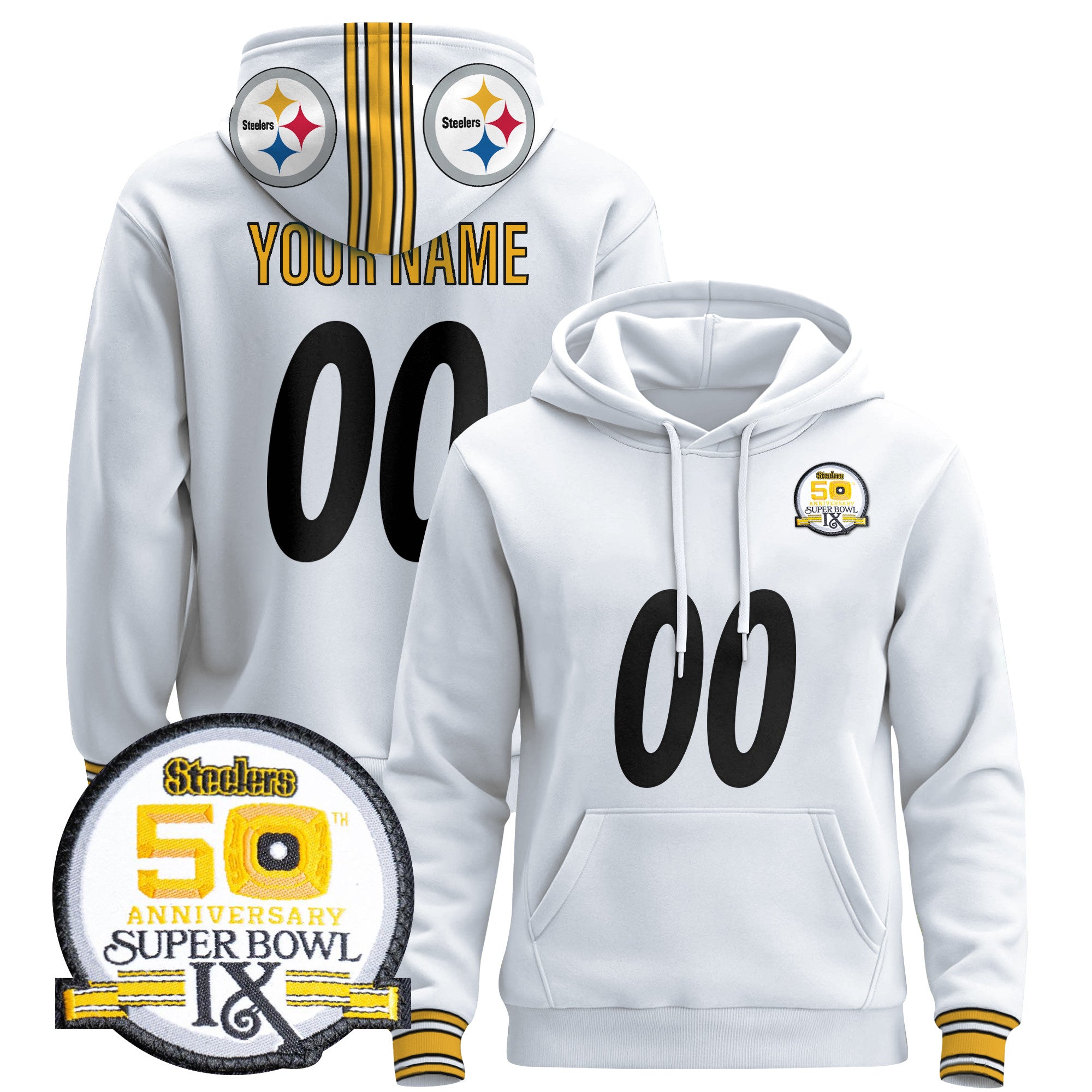 Pittsburgh Steelers 2025 Premium Custom Pullover Hoodie - All Stitched