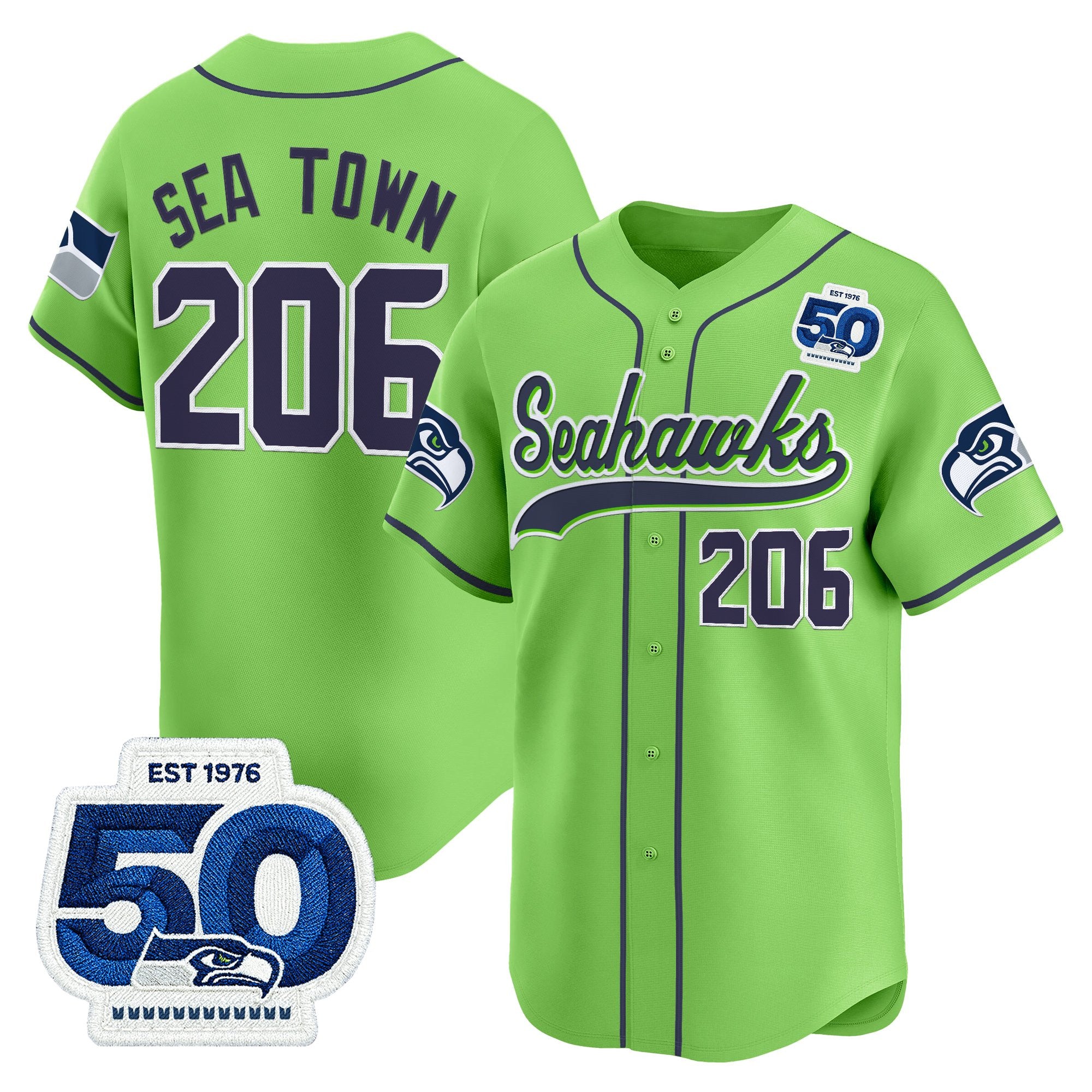 Men's Seattle Seahawks 50th Anniversary Vapor Baseball Jersey - All Stitched