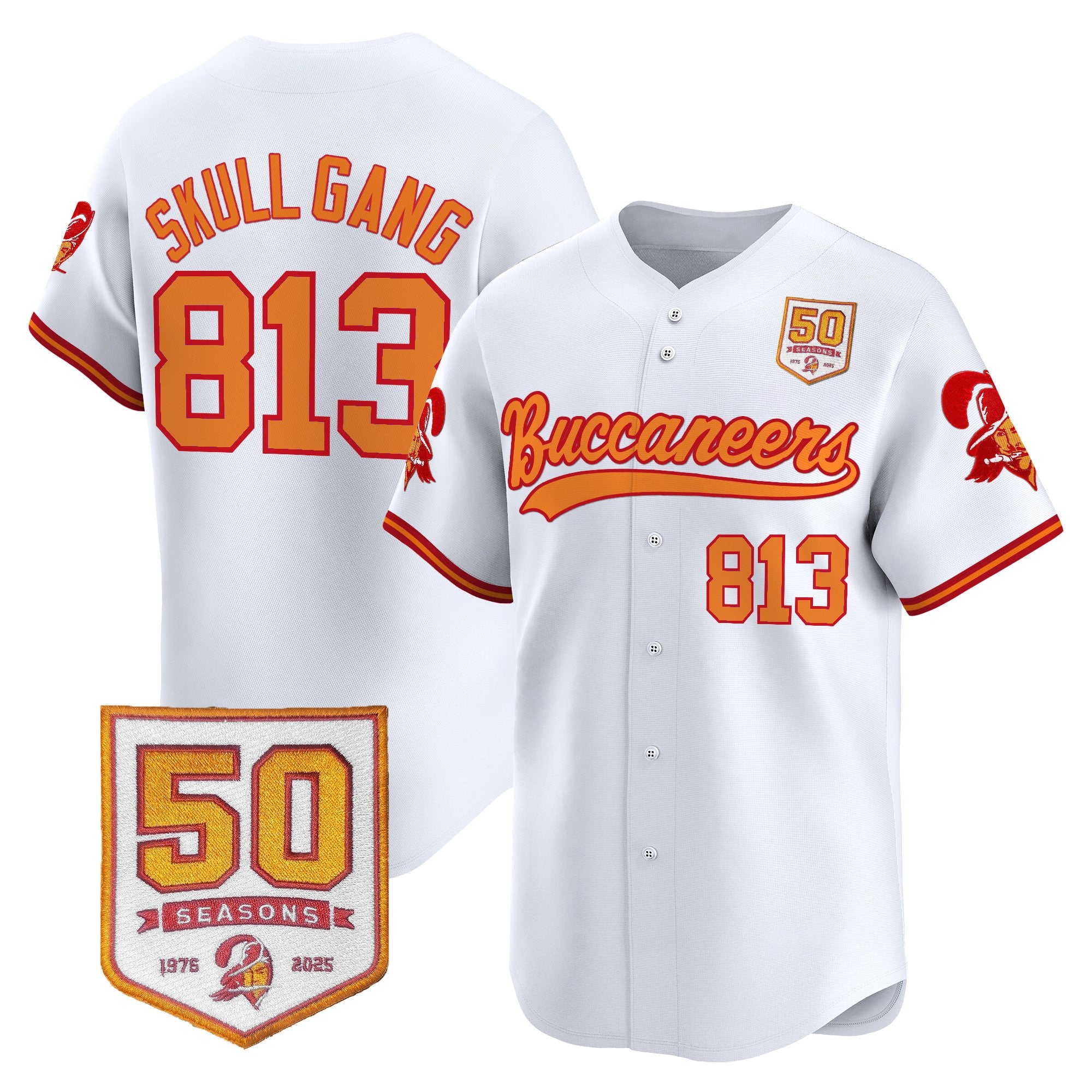 Men's Tampa Bay Buccaneers 50th Season Patch Vapor Baseball Jersey - All Stitched