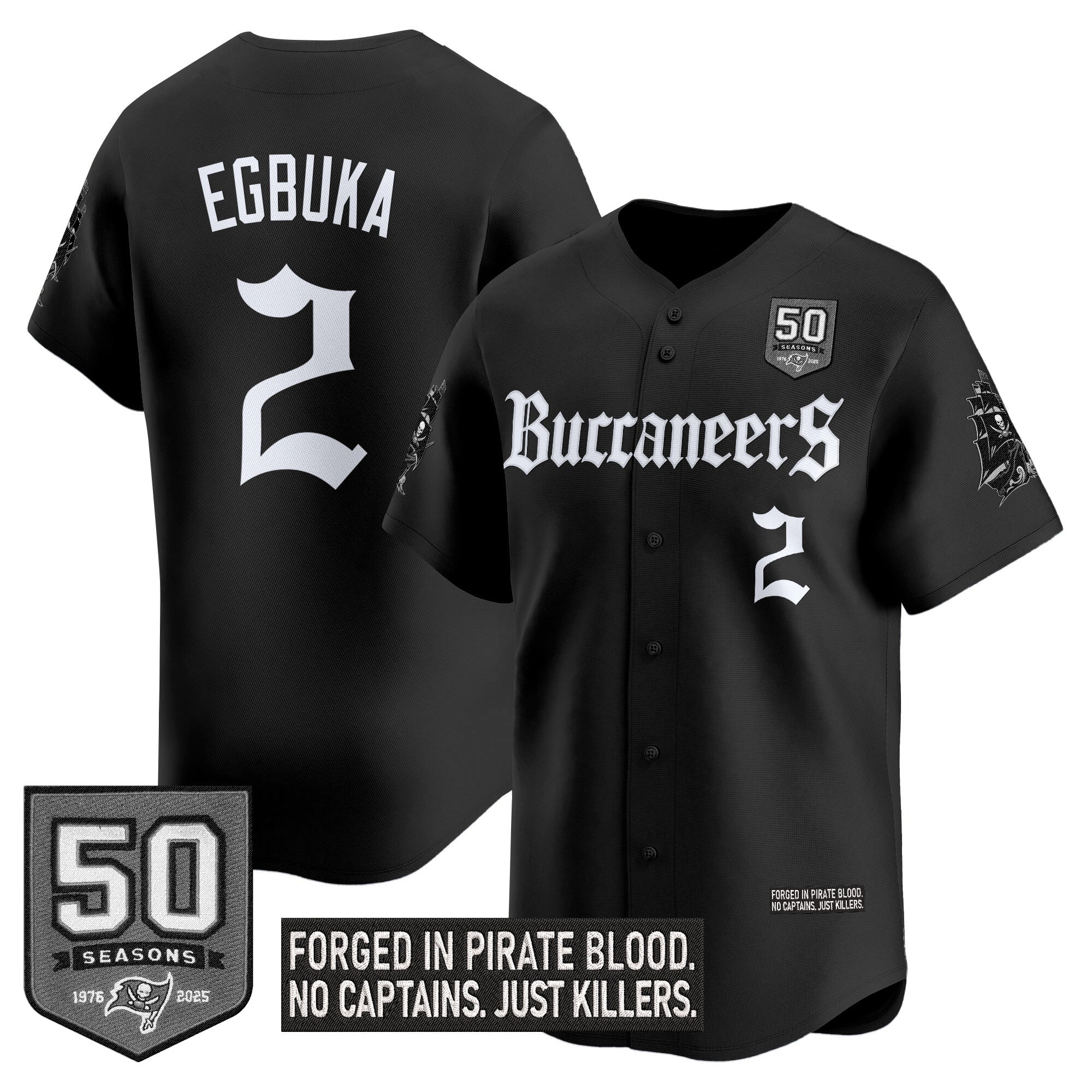 Men's Tampa Bay Buccaneers 'Gothic Pirate Shadows Edition' Vapor Baseball Jersey - All Stitched