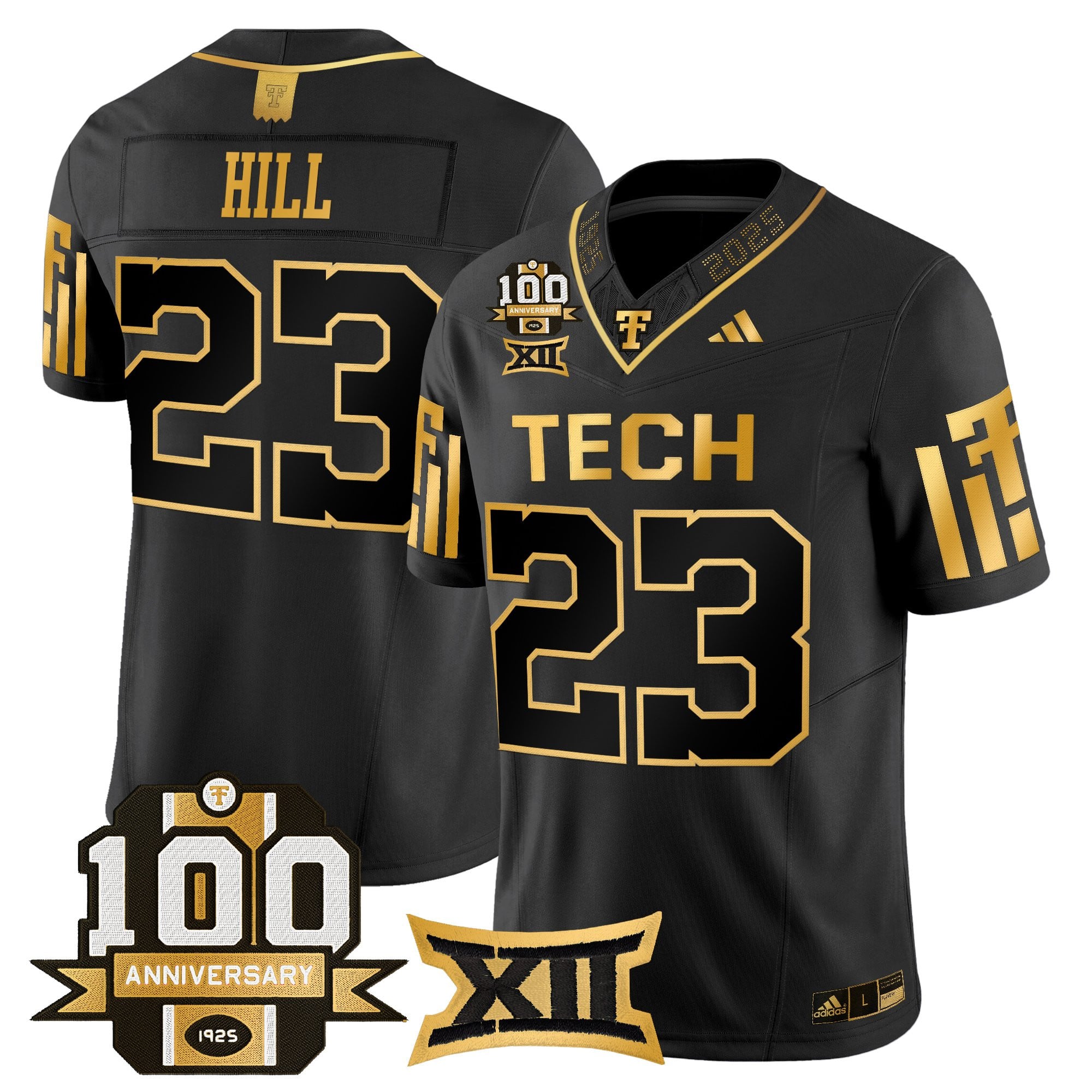 Men's Texas Tech Red Raiders 2025 Gold Vapor Limited Jersey - 100th Anniversary Patch - All Stitched