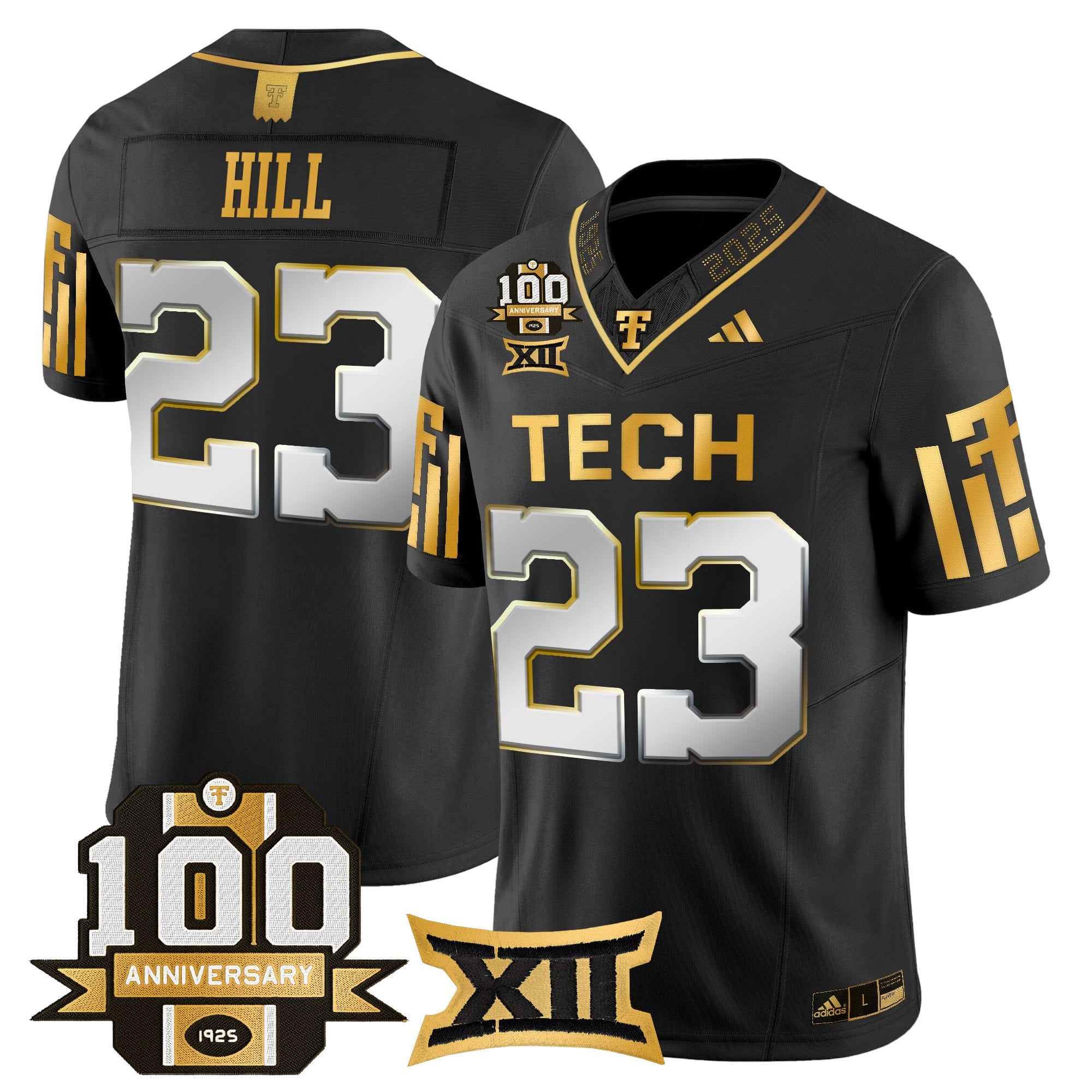 Men's Texas Tech Red Raiders 2025 Gold Vapor Limited Jersey - 100th Anniversary Patch - All Stitched