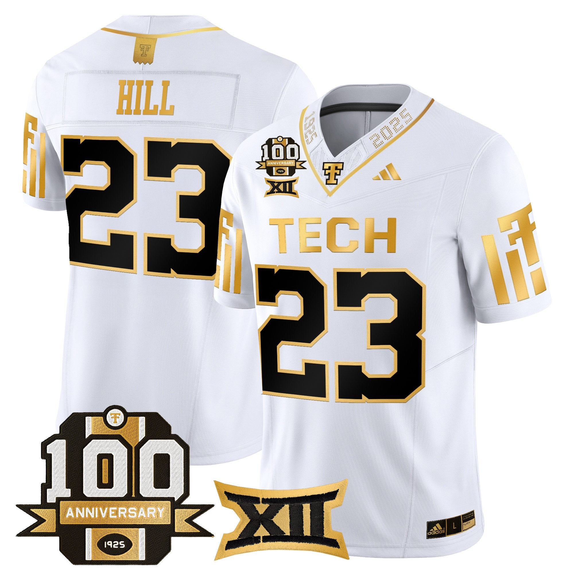 Men's Texas Tech Red Raiders 2025 Gold Vapor Limited Jersey - 100th Anniversary Patch - All Stitched
