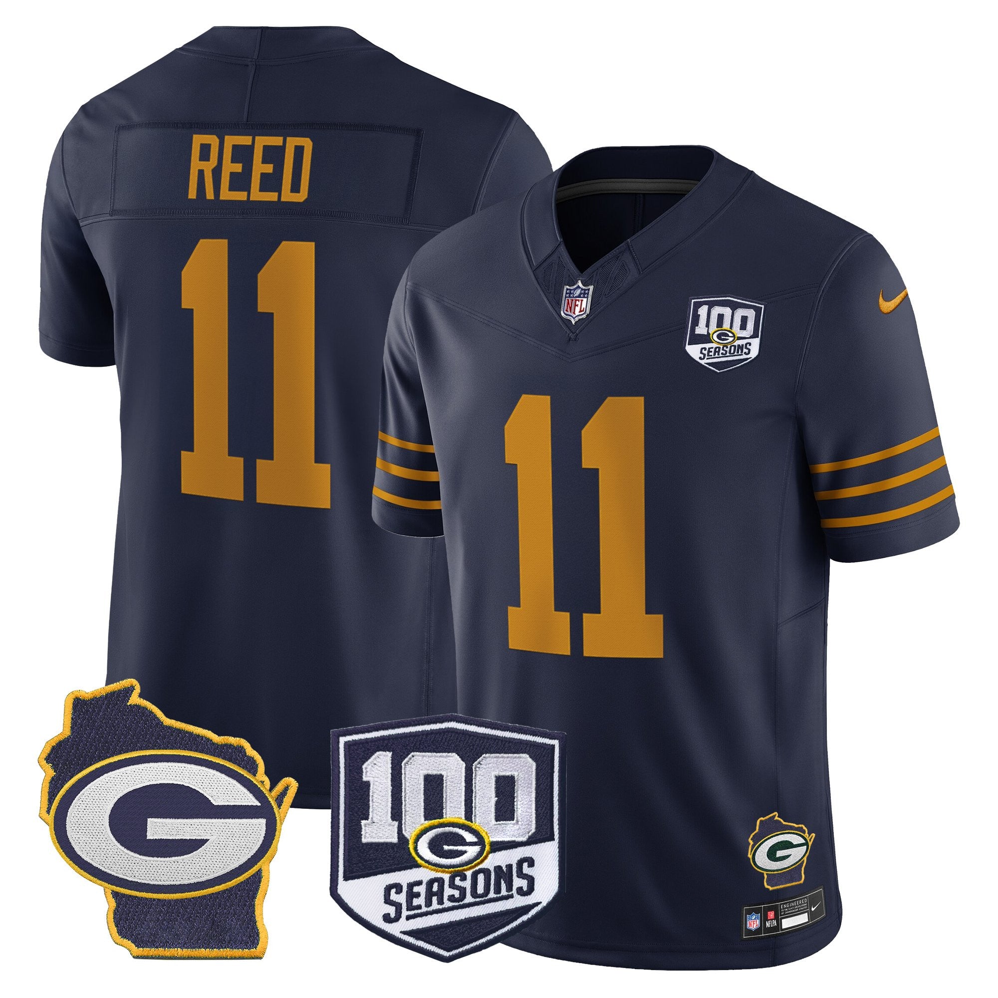 Men's Green Bay Packers 100th Season & Home Patch Vapor Limited Jersey - All Stitched