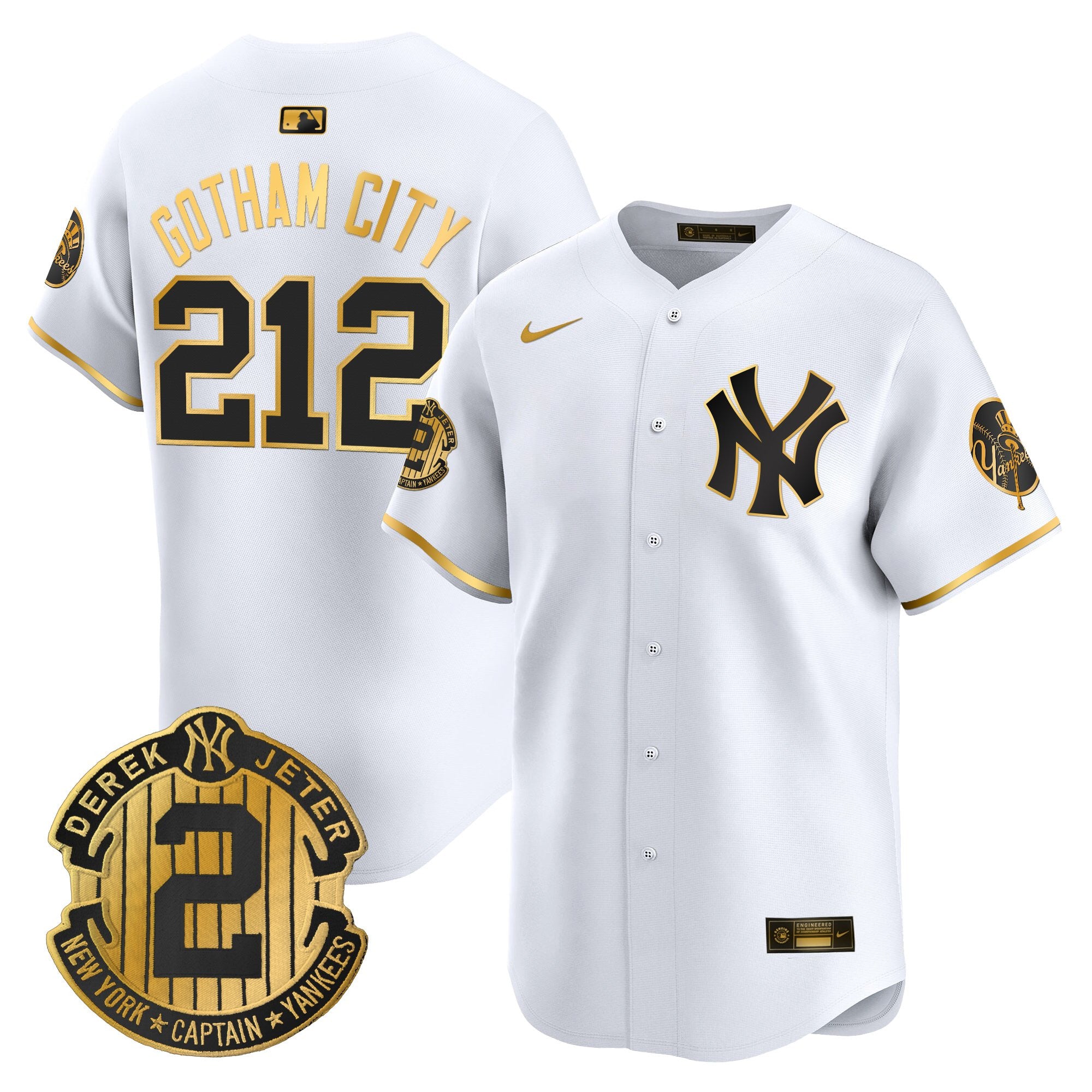 Men's New York Yankees Throwback Vapor Premier Limited Jersey - Derek Jeter Patch - All Stitched
