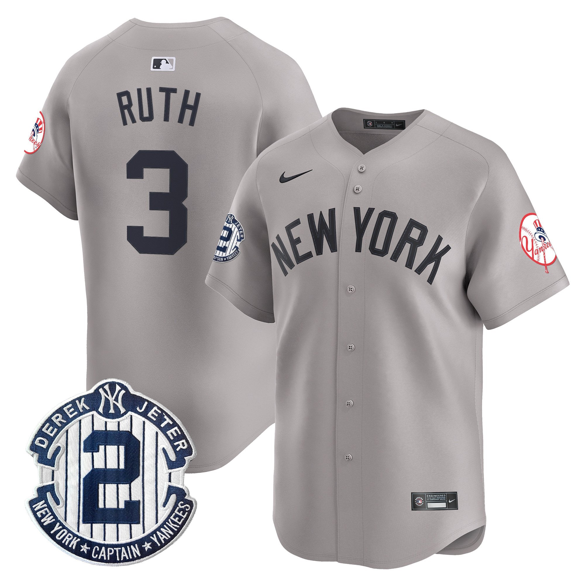 Men's New York Yankees Throwback Vapor Premier Limited Jersey - Derek Jeter Patch - All Stitched