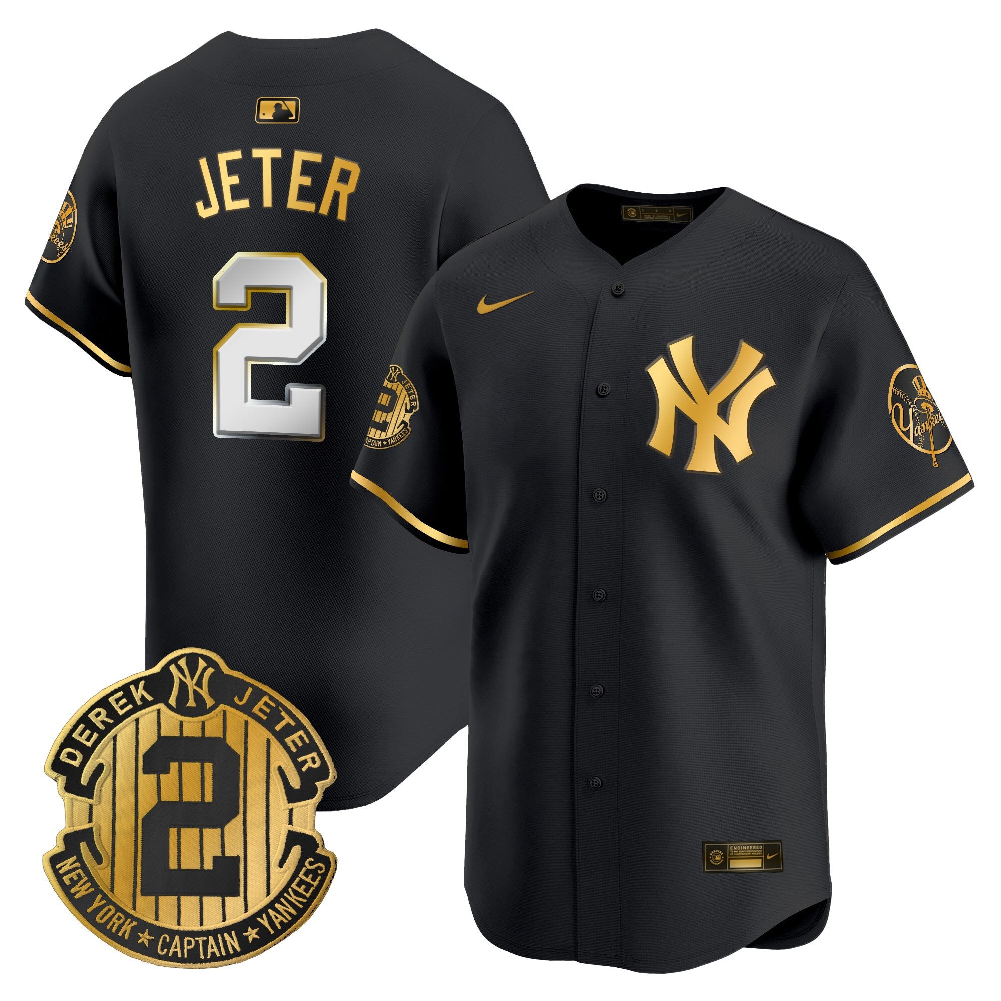 Men's New York Yankees Throwback Vapor Premier Limited Jersey - Derek Jeter Patch - All Stitched