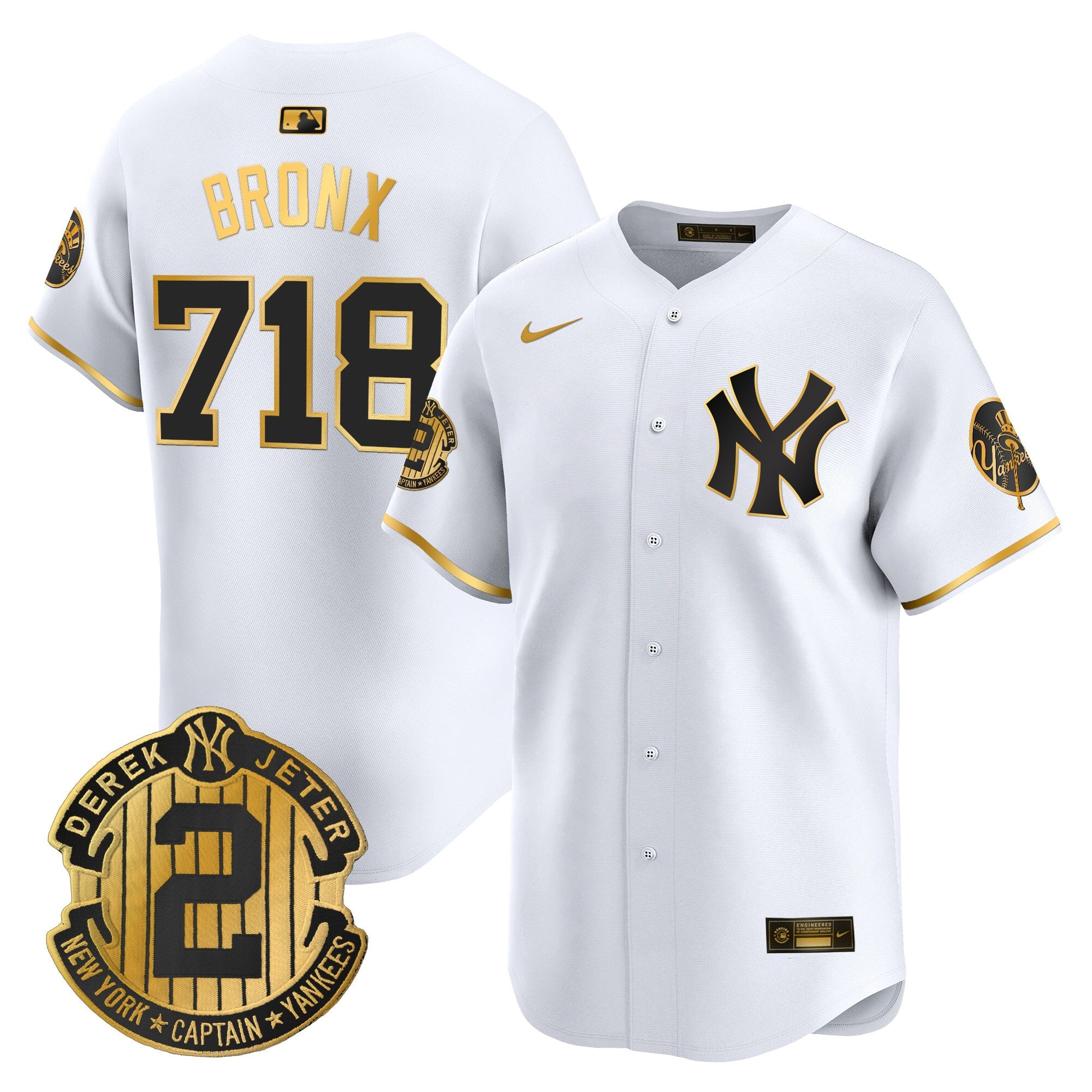 Men's New York Yankees Throwback Vapor Premier Limited Jersey - Derek Jeter Patch - All Stitched