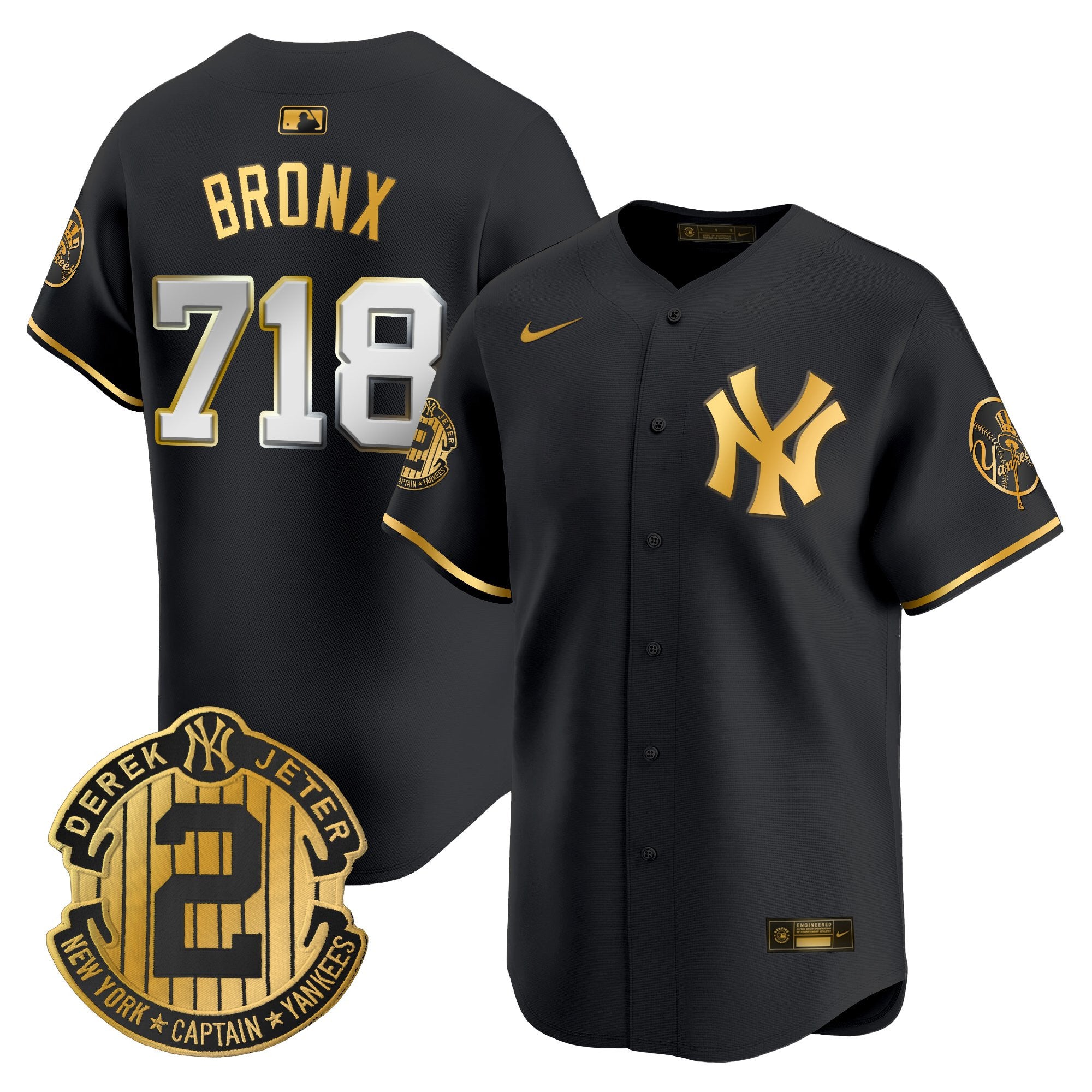 Men's New York Yankees Throwback Vapor Premier Limited Jersey - Derek Jeter Patch - All Stitched