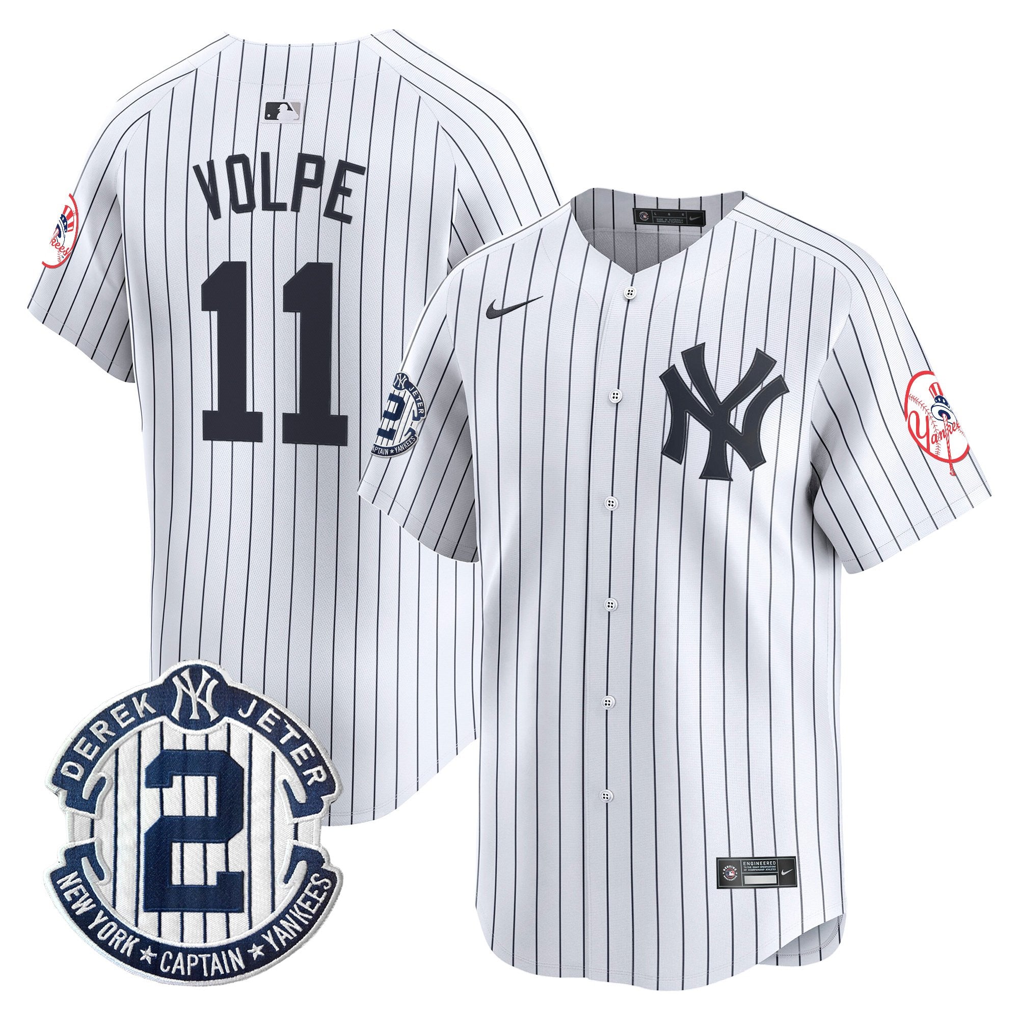 Men's New York Yankees Throwback Vapor Premier Limited Jersey - Derek Jeter Patch - All Stitched