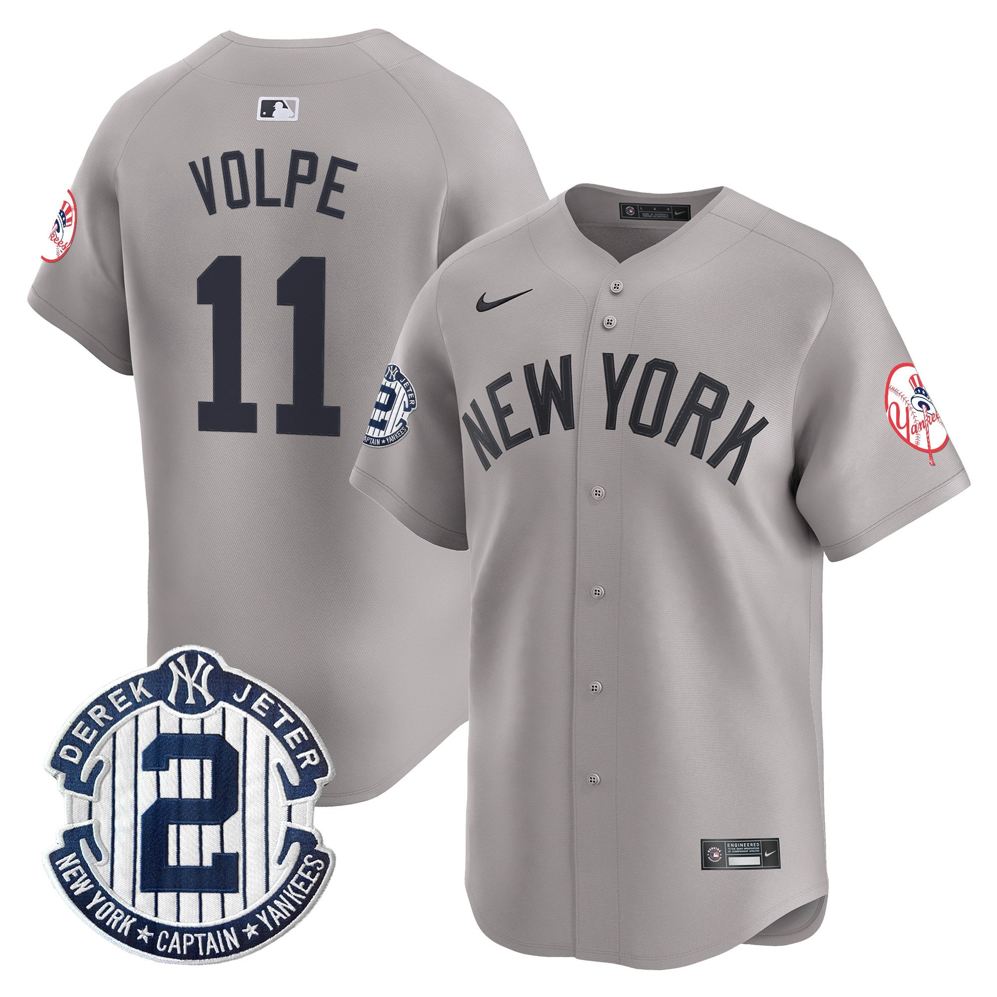 Men's New York Yankees Throwback Vapor Premier Limited Jersey - Derek Jeter Patch - All Stitched