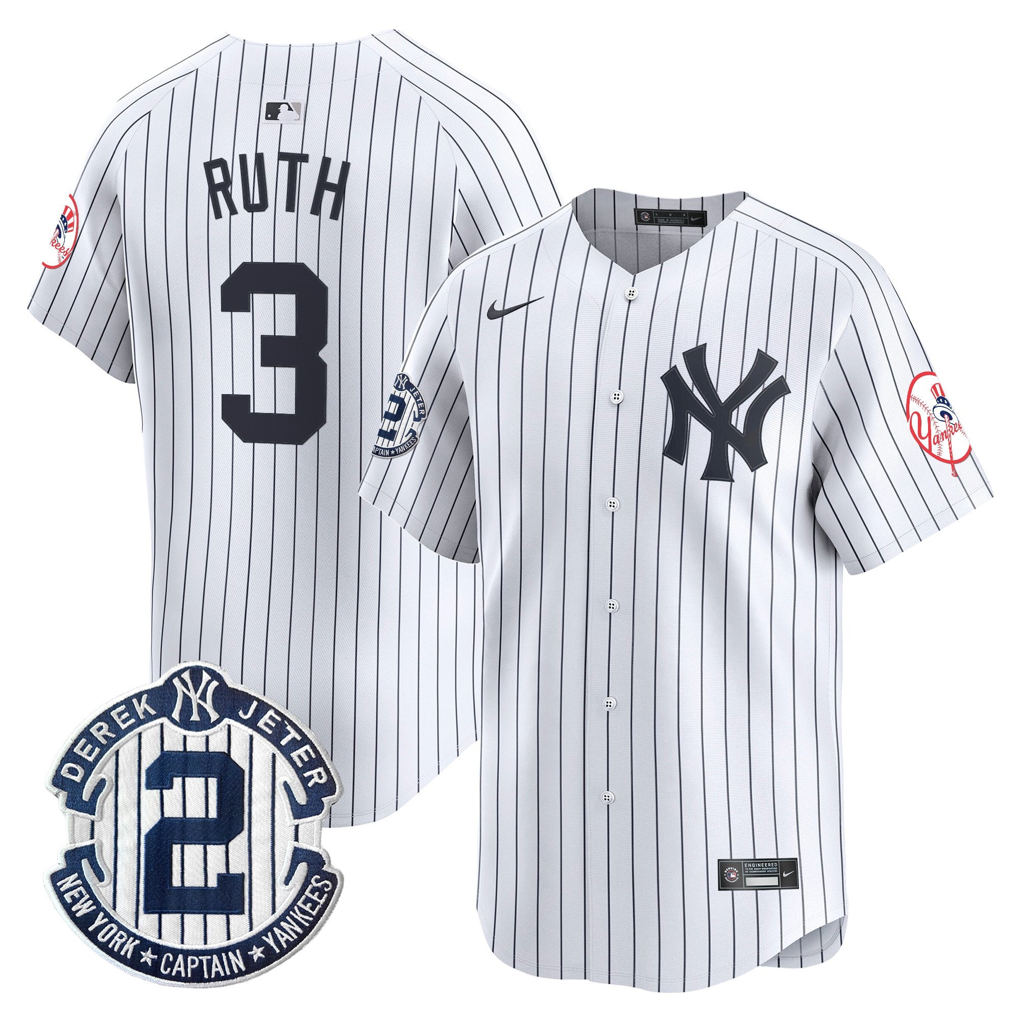 Men's New York Yankees Throwback Vapor Premier Limited Jersey - Derek Jeter Patch - All Stitched