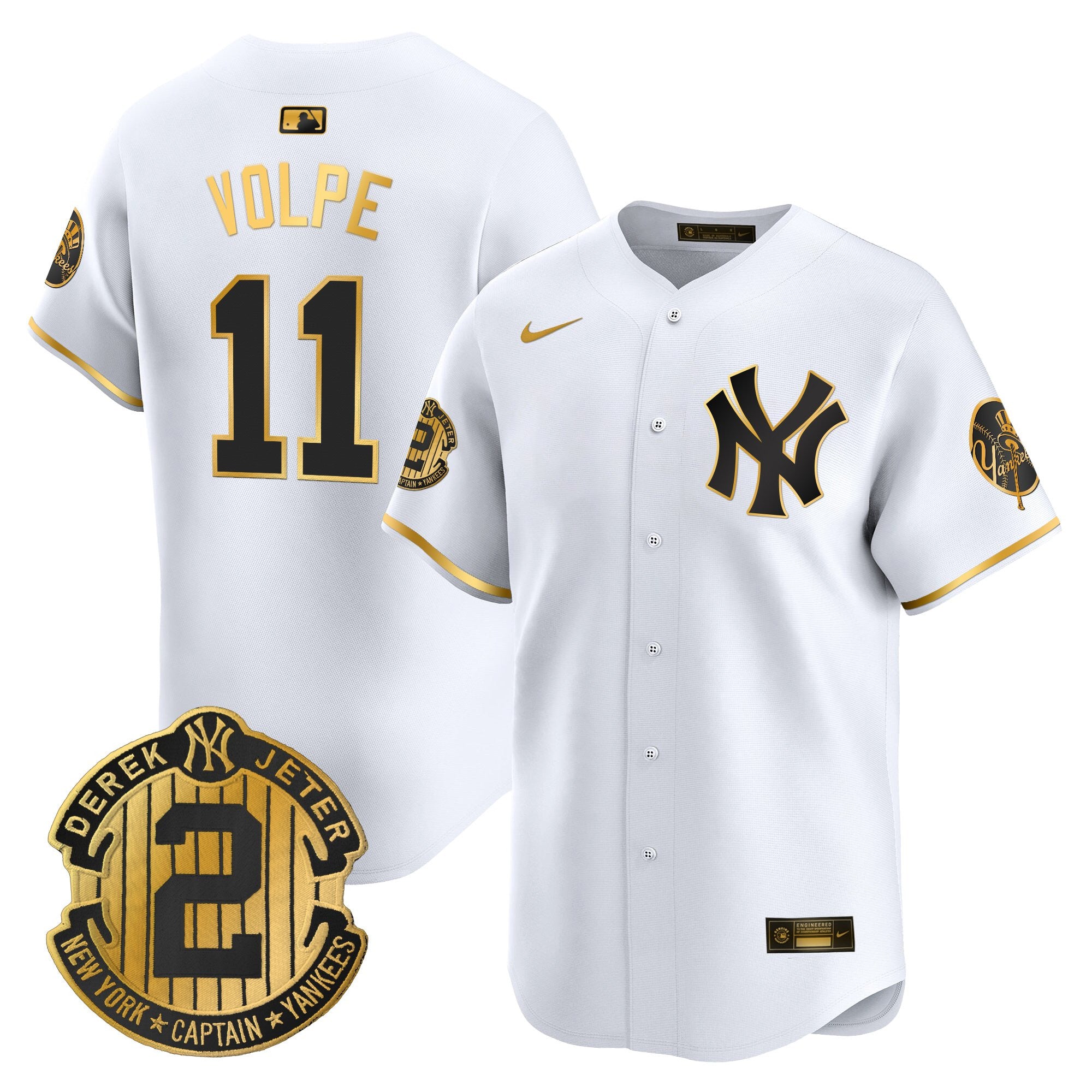 Men's New York Yankees Throwback Vapor Premier Limited Jersey - Derek Jeter Patch - All Stitched