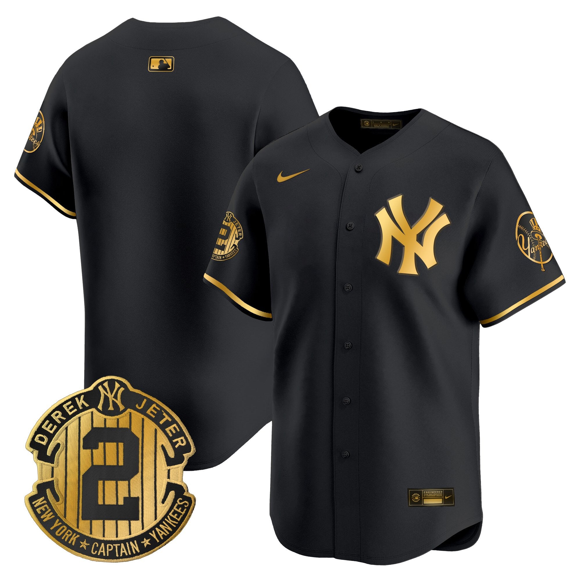 Men's New York Yankees Throwback Vapor Premier Limited Jersey - Derek Jeter Patch - All Stitched