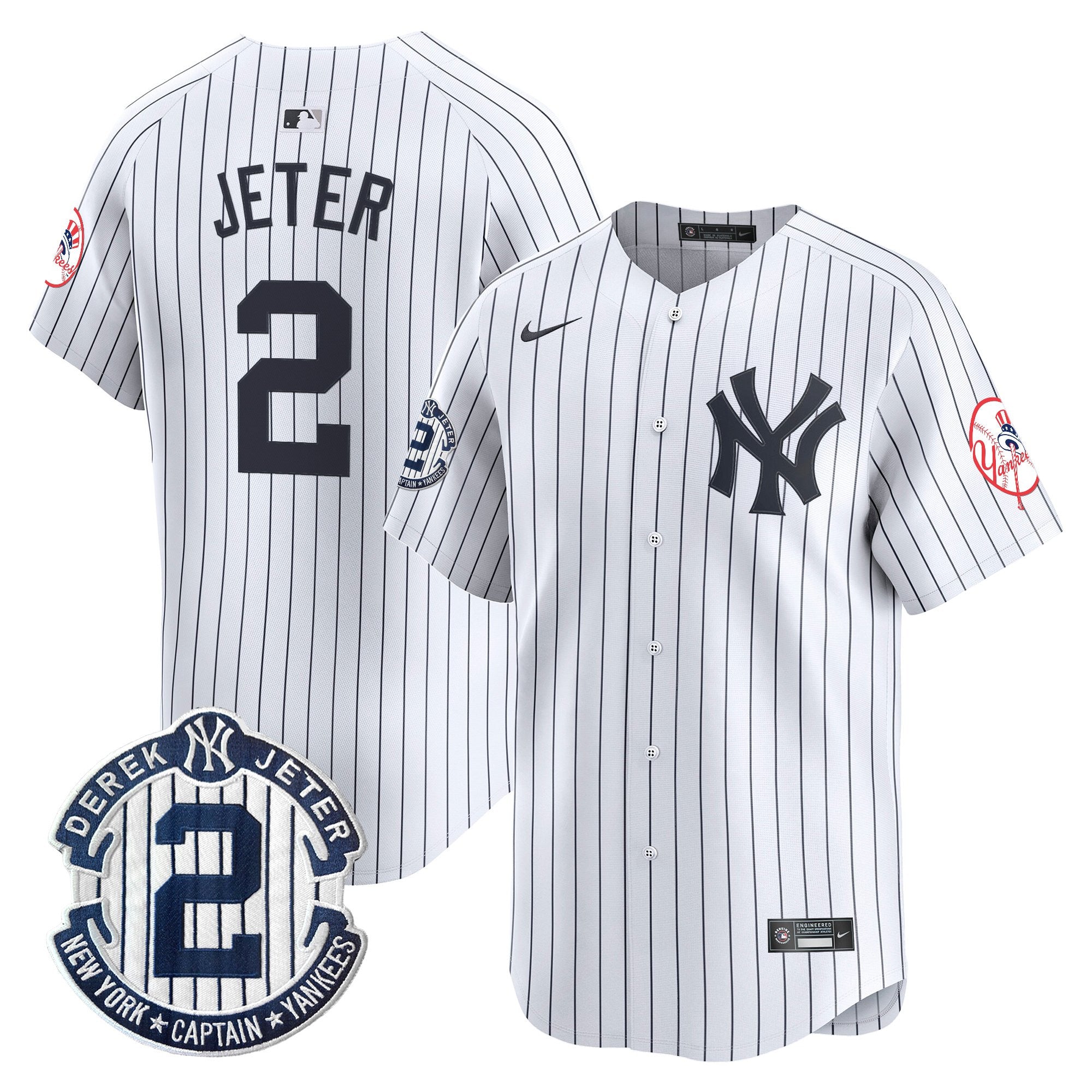 Men's New York Yankees Throwback Vapor Premier Limited Jersey - Derek Jeter Patch - All Stitched