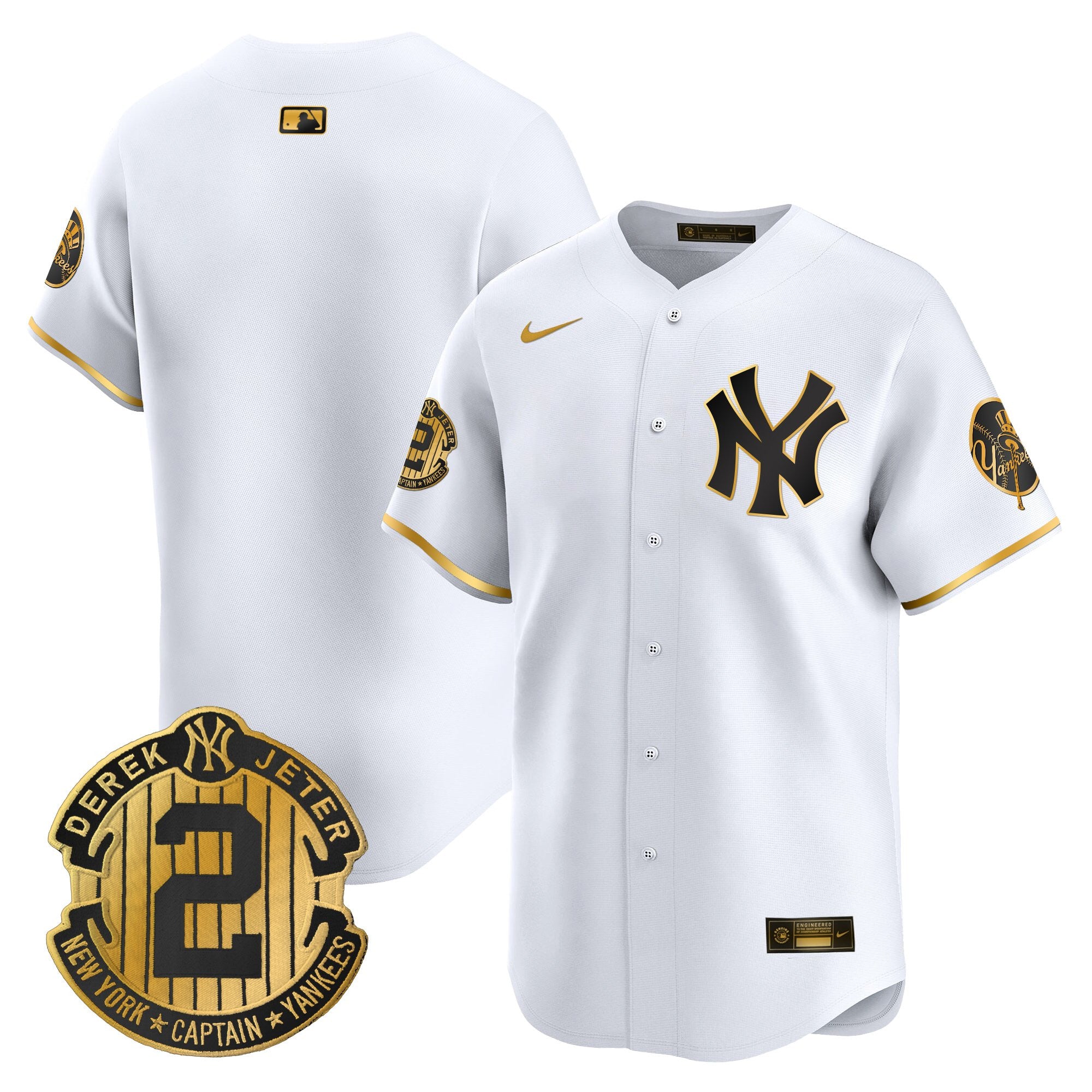 Men's New York Yankees Throwback Vapor Premier Limited Jersey - Derek Jeter Patch - All Stitched