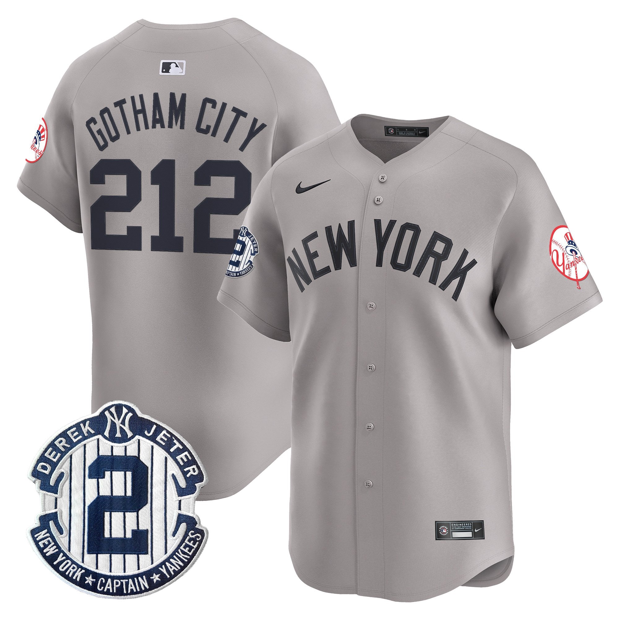 Men's New York Yankees Throwback Vapor Premier Limited Jersey - Derek Jeter Patch - All Stitched