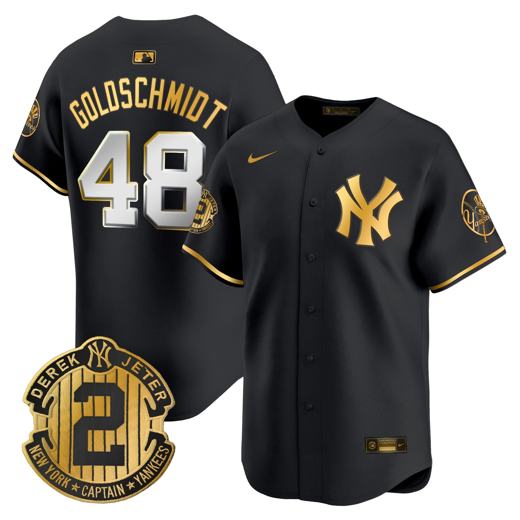 Men's New York Yankees Throwback Vapor Premier Limited Jersey - Derek Jeter Patch - All Stitched