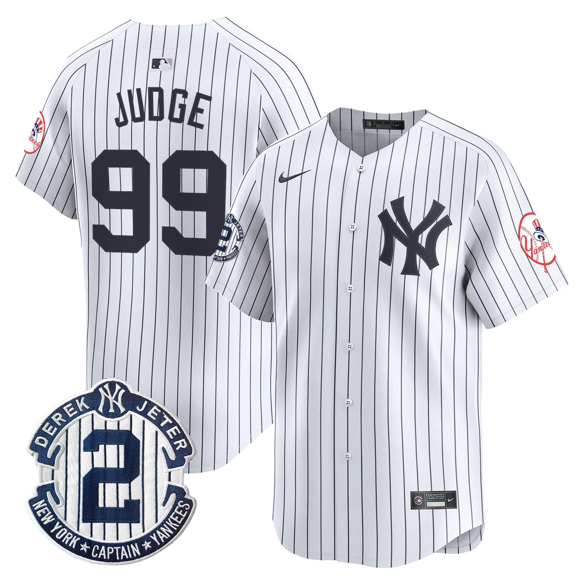 Men's New York Yankees Throwback Vapor Premier Limited Jersey - Derek Jeter Patch - All Stitched