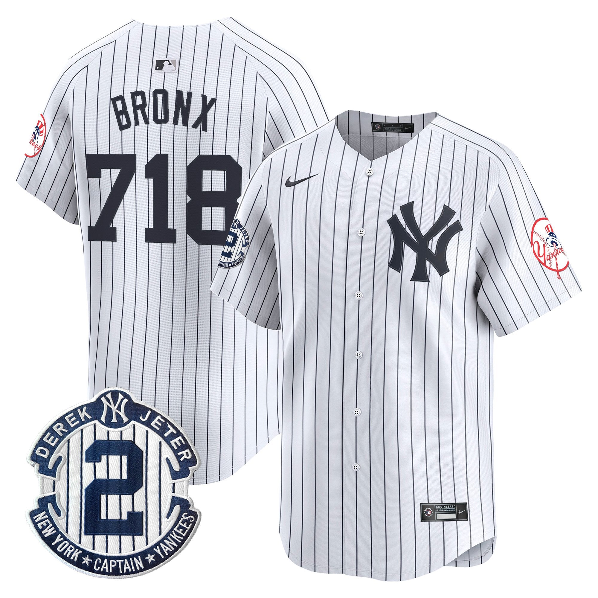 Men's New York Yankees Throwback Vapor Premier Limited Jersey - Derek Jeter Patch - All Stitched