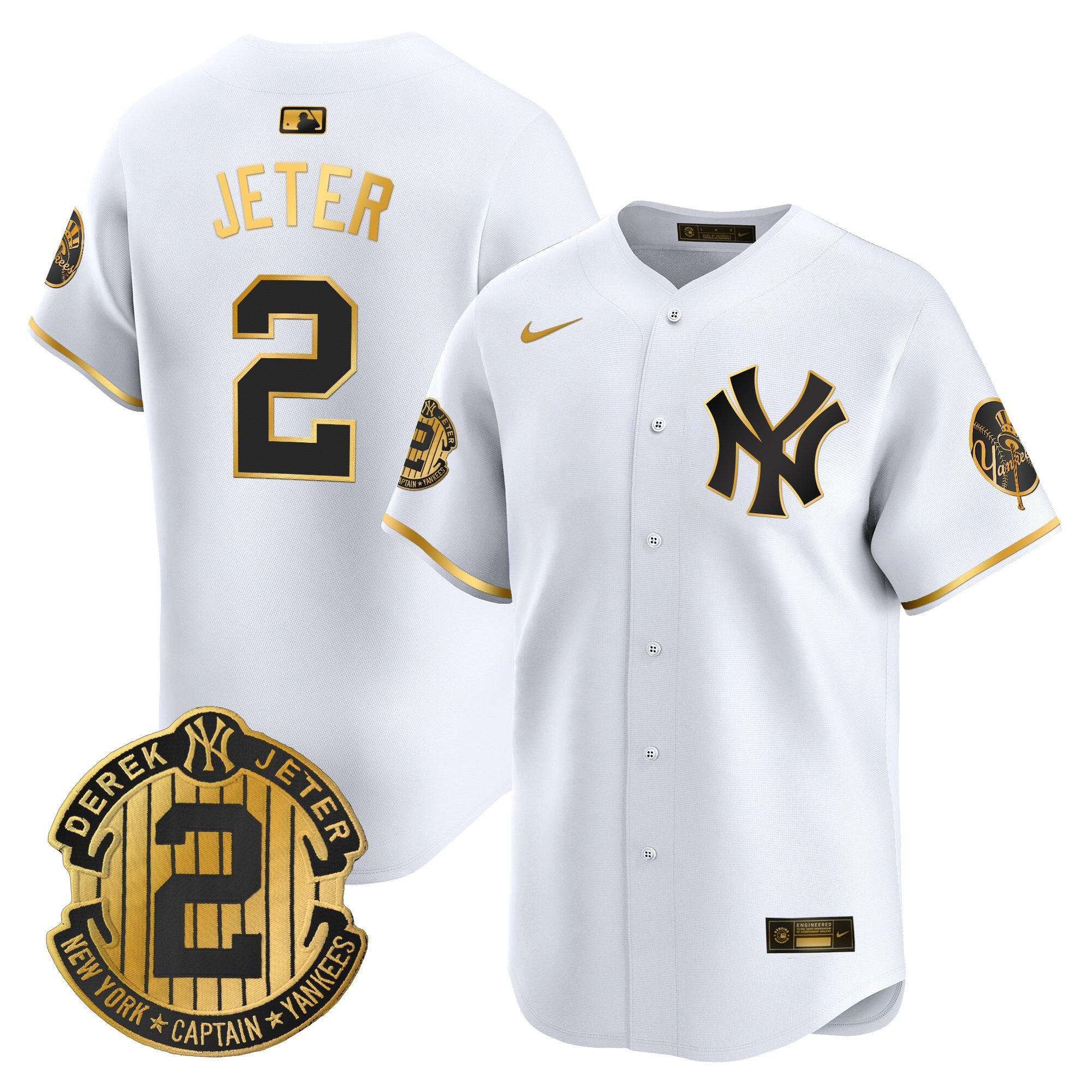 Men's New York Yankees Throwback Vapor Premier Limited Jersey - Derek Jeter Patch - All Stitched